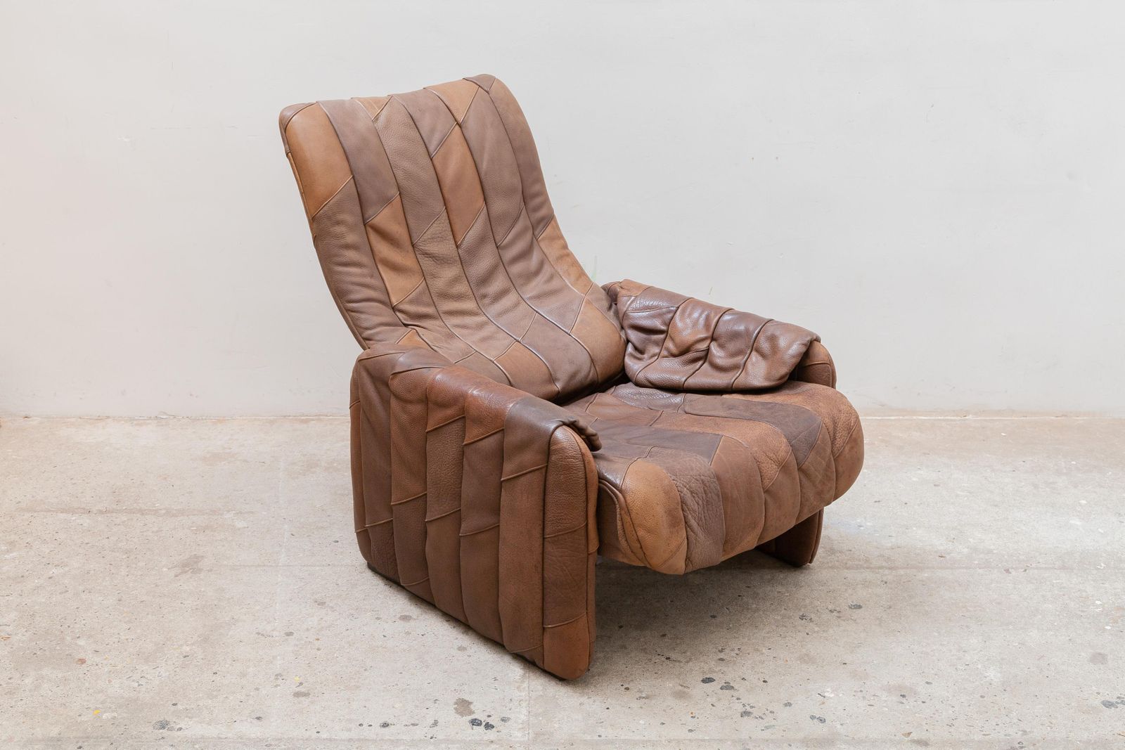 De Sede Brown Leather Patchwork Seventies Lounge Chair photo for sale