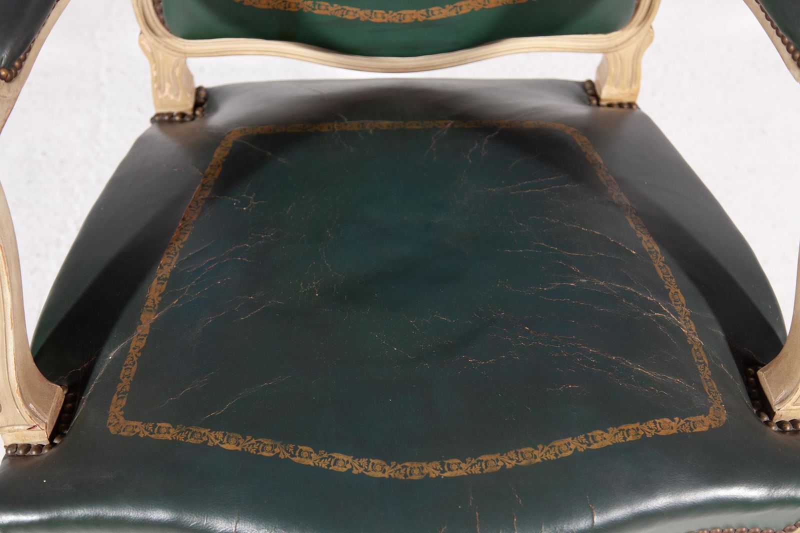 photo furniture Green Leather Louis XV Armchair, France