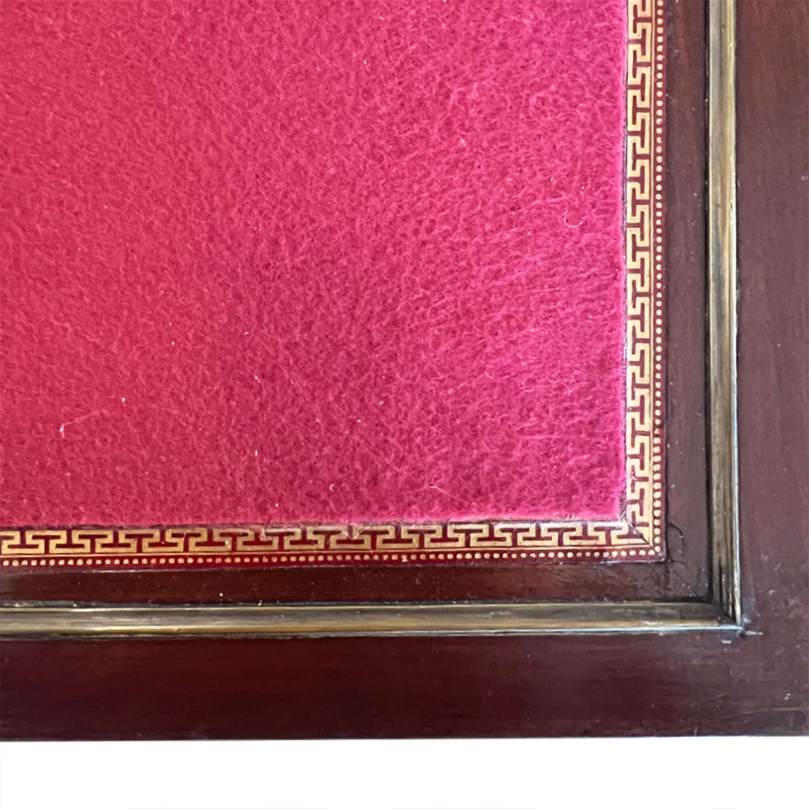 French Mid 19th Century Mahogany Card Table With Crimson Baize Game Surface & Brass Inlay photo 1200.0