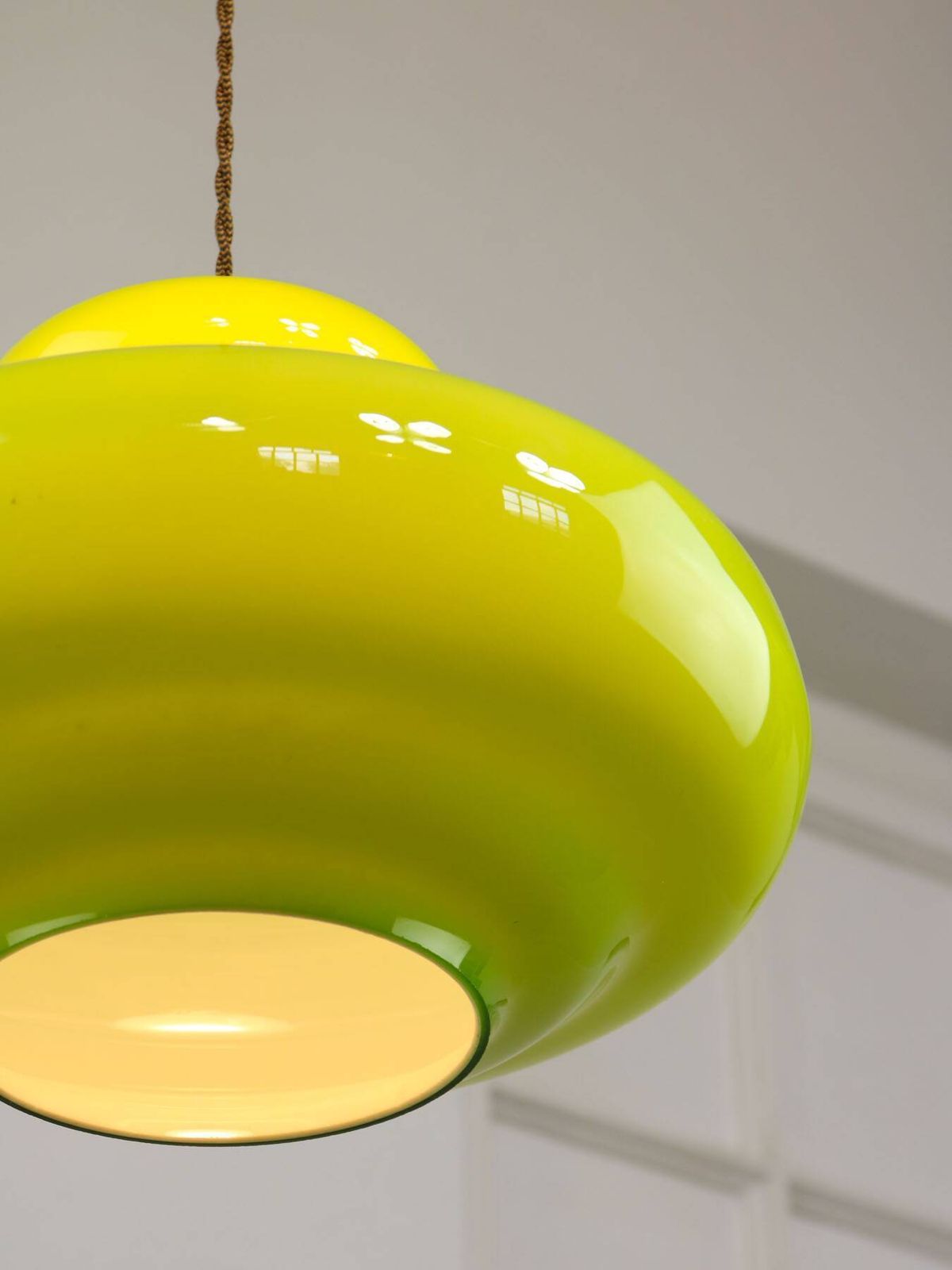 Mid Century Italian Green Glass And Brass Pendant Lamp photo 620.0