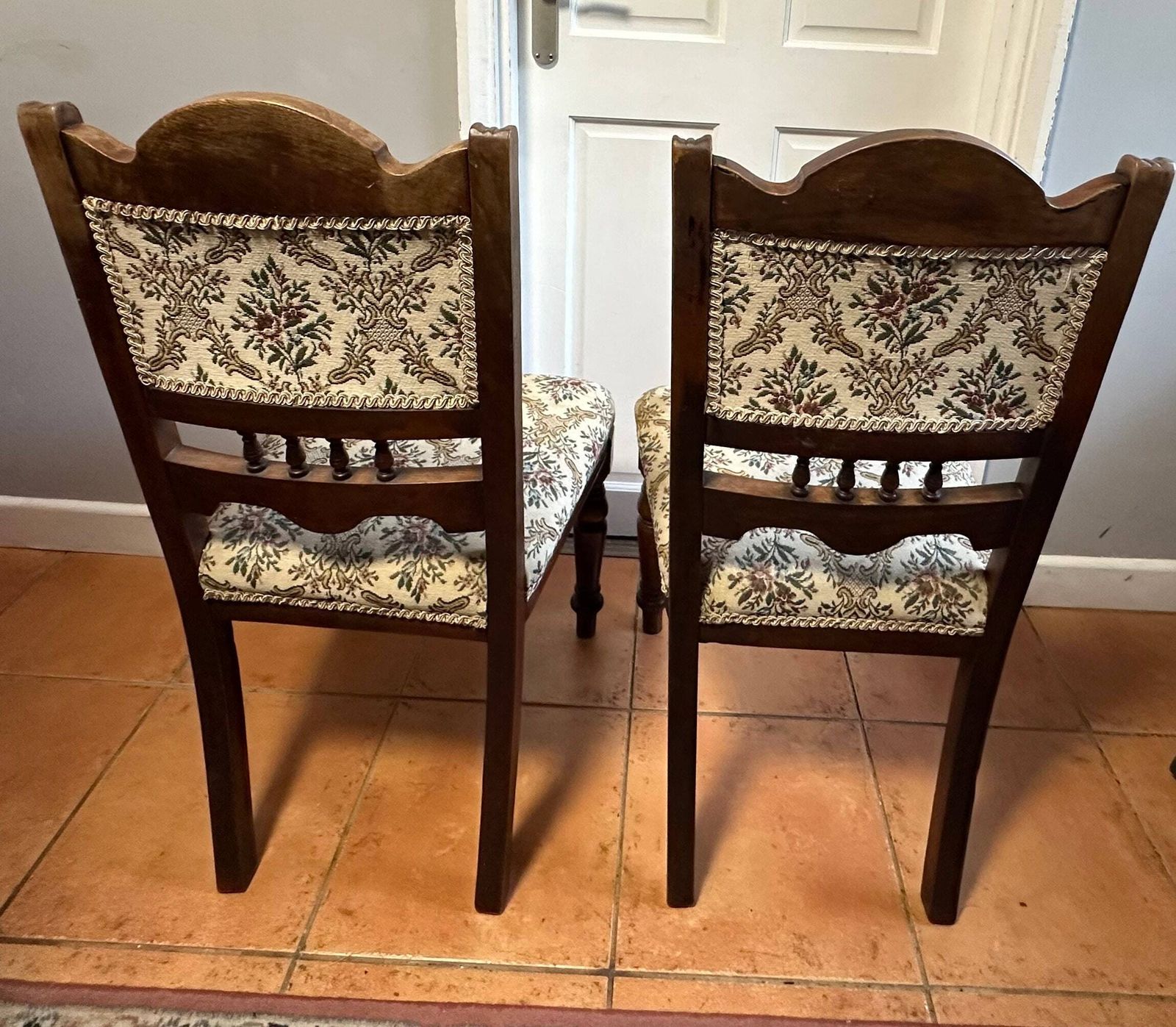 Antique Pair Of Hardwood Edwardian Low Chairs Hall Way Chairs Occasional photo 250.0