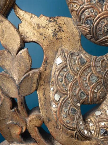 Large Carved And Gilded Pair Of Thai Temple Guardians photo Art