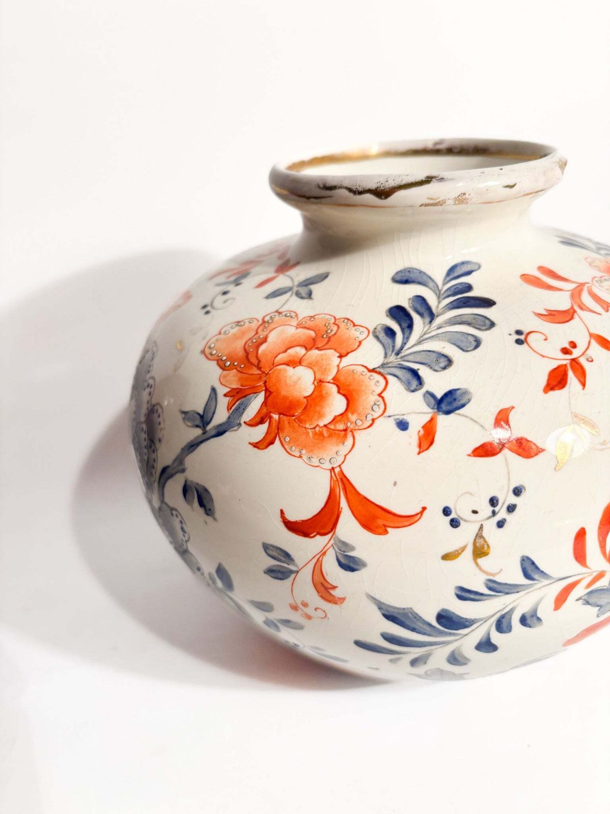 Laveno Ceramic Vase With Hand Painted Floral Motif 1940s photo Home Decor