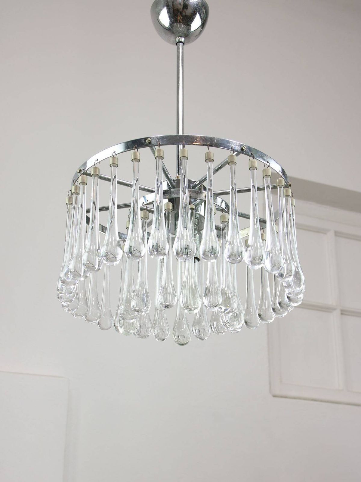 photo vinterior Mid Century Italian Crystal Teardrop Chandelier, 1960s