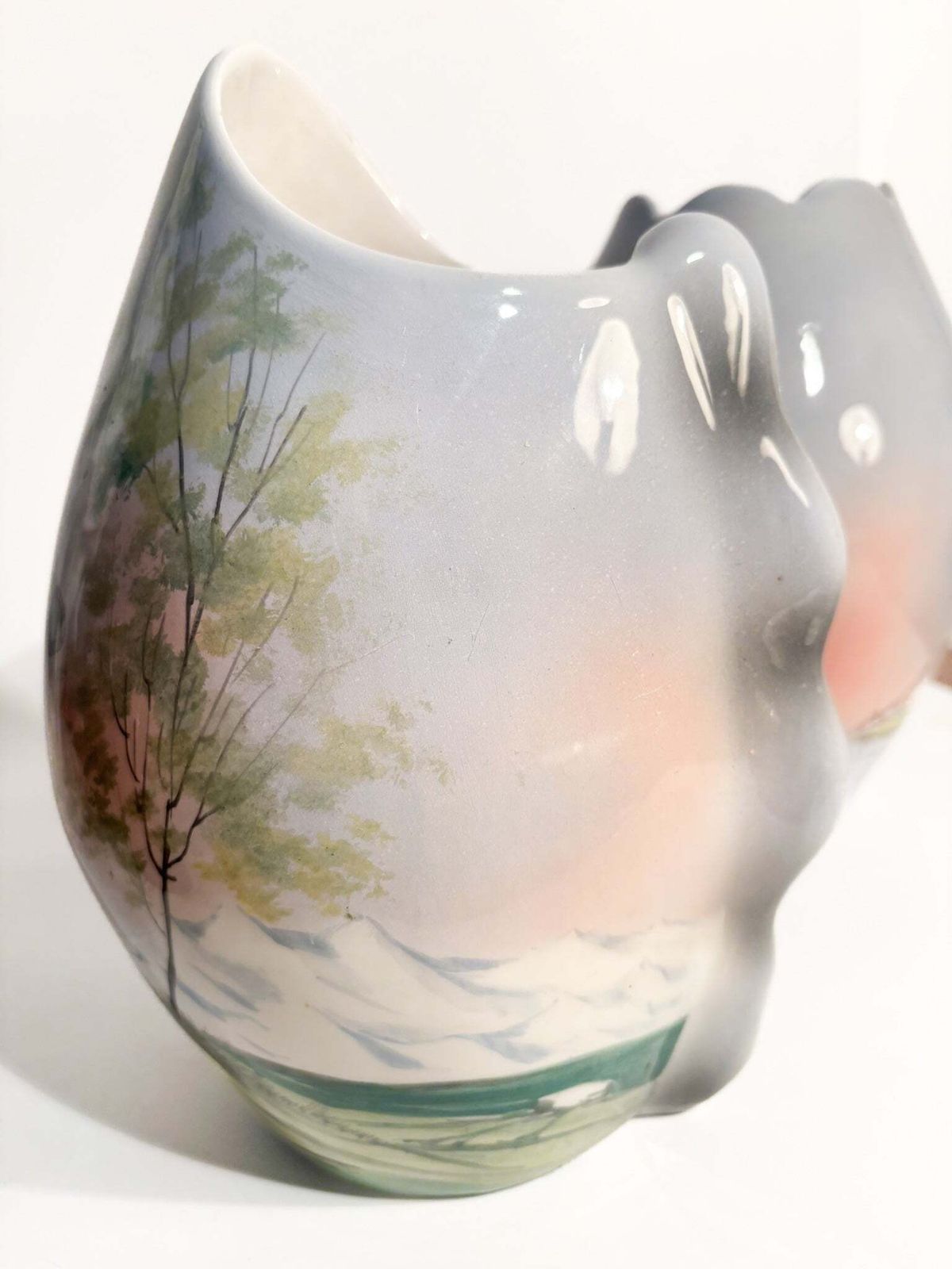 Pair Of Vases In Hand Painted Castelli Ceramics From The 1950s photo buy