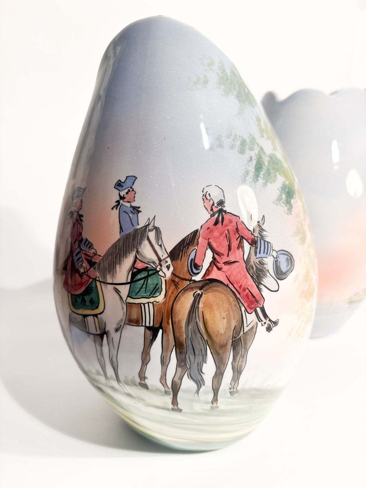 Pair Of Vases In Hand Painted Castelli Ceramics From The 1950s photo vintage