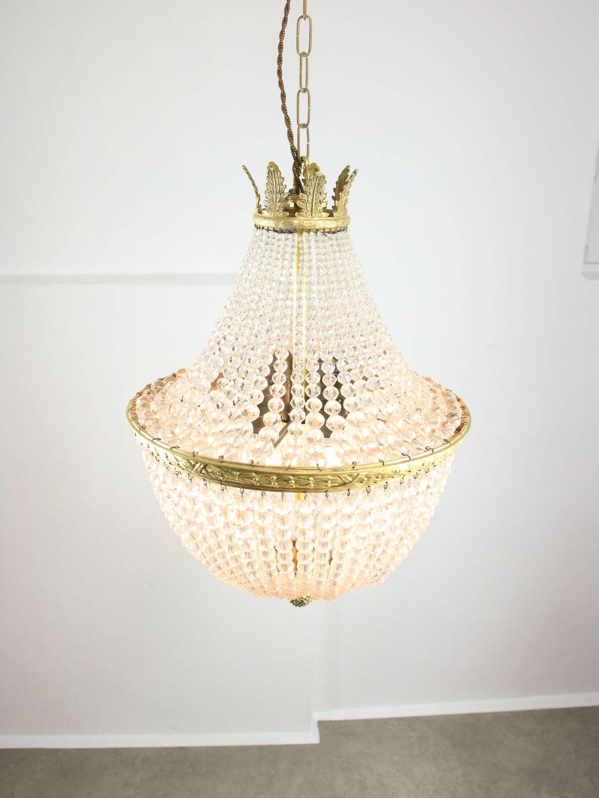 Page 1 Of 18 Empire Crystal And Brass Chandelier, 1940s photo buy