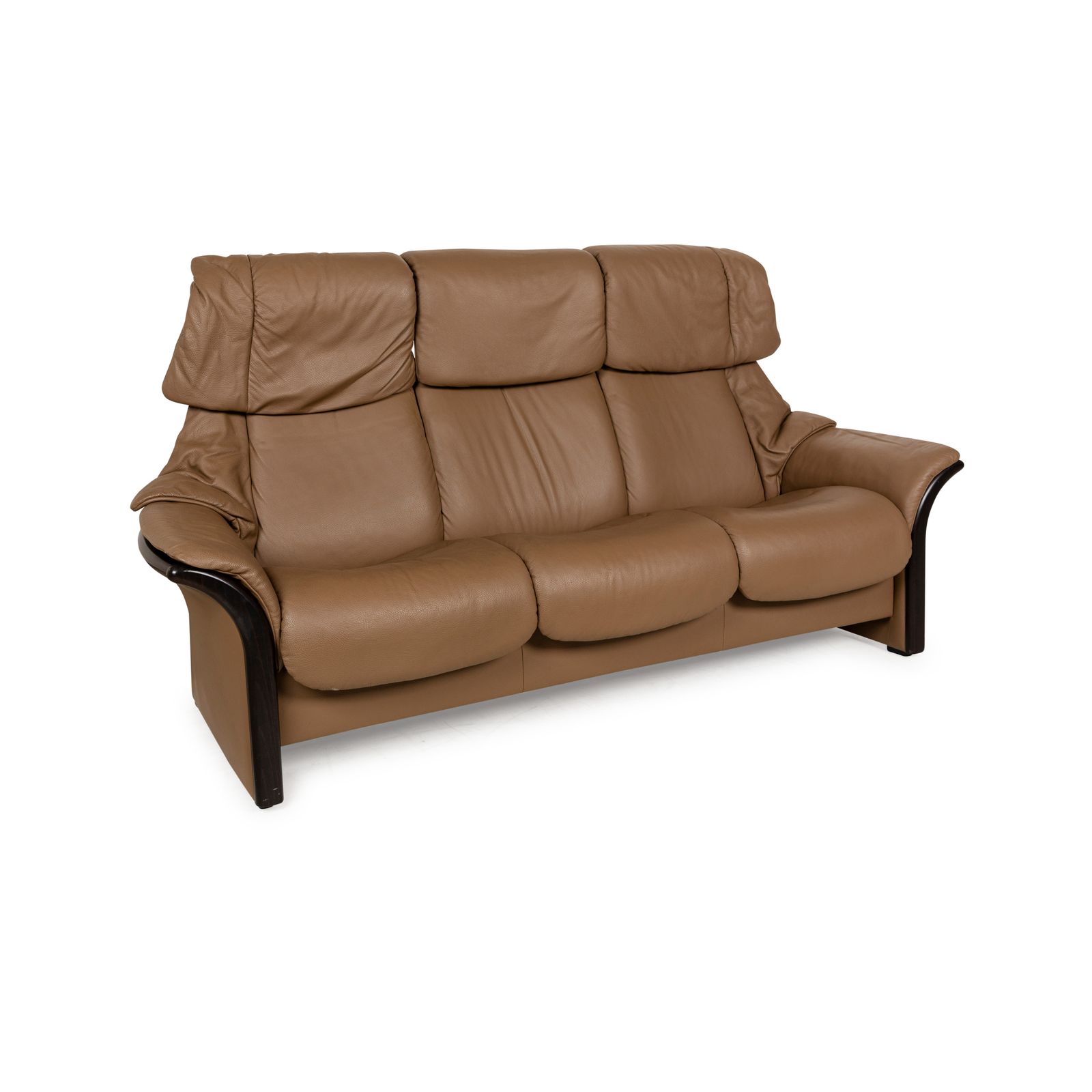 Stressless Eldorado Leather Three Seater Brown Beige Sofa Manual Function photo vinterior
