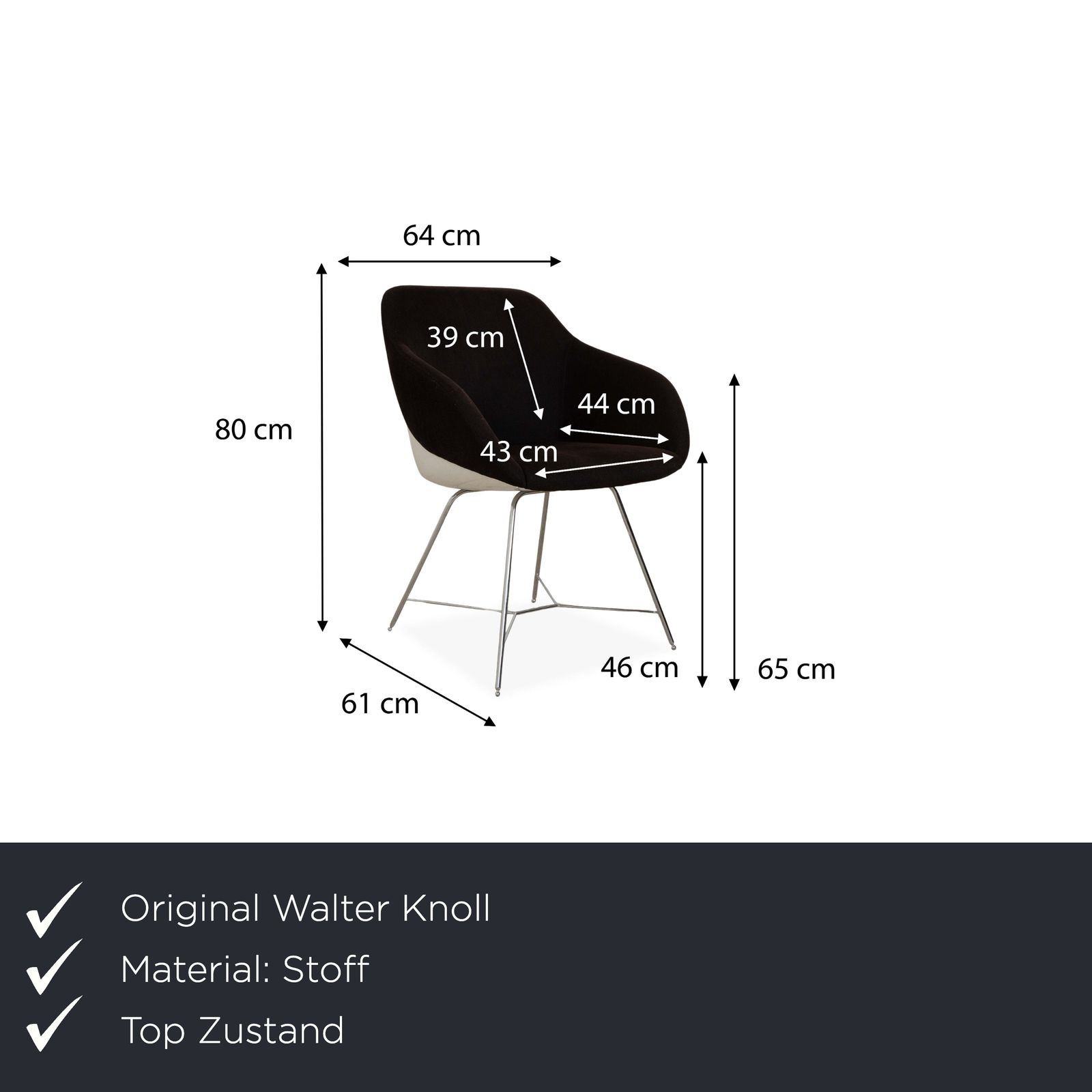 Fauteuil Walter Knoll Turtle en tissu, brun et noir photo furniture