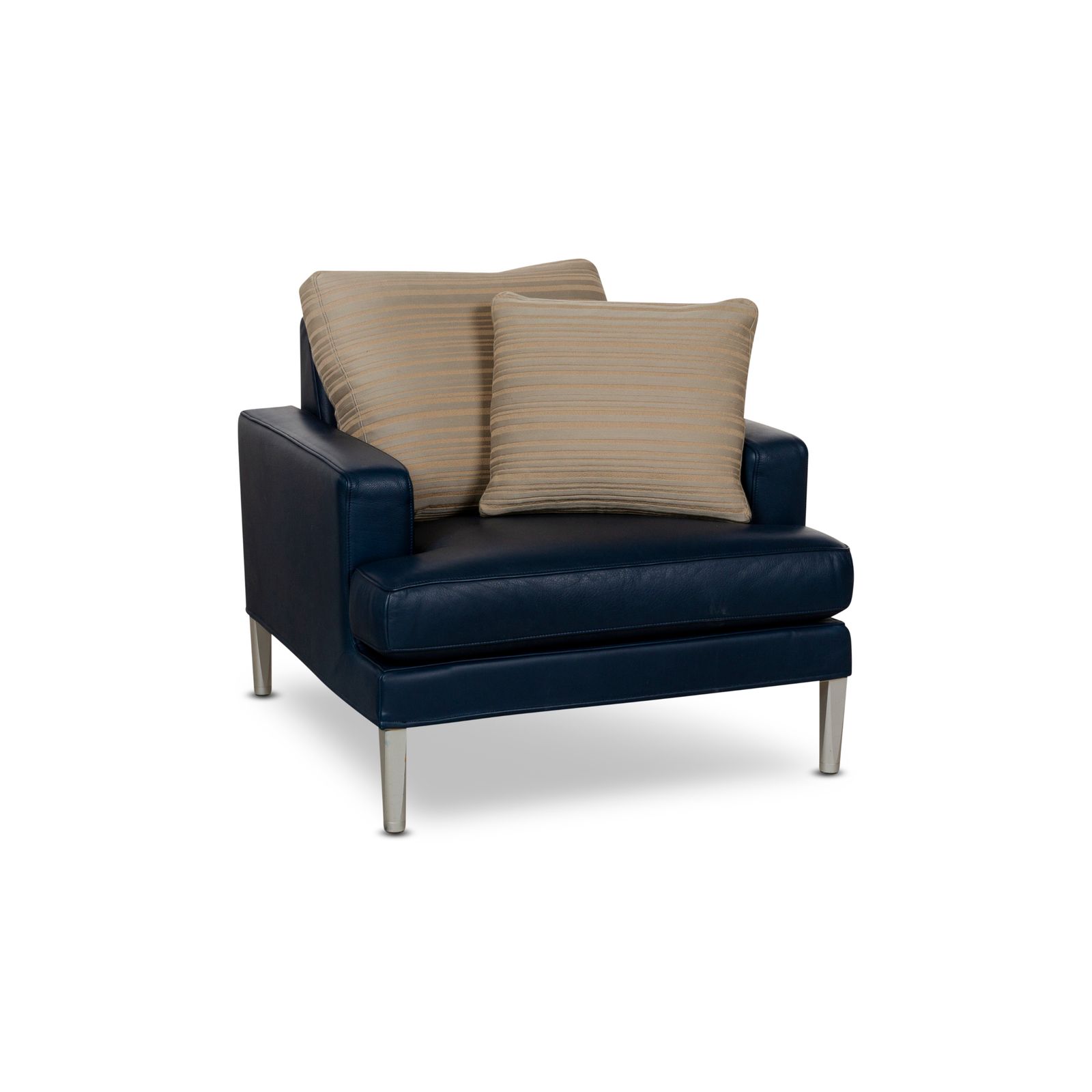 Fauteuil Fsm Clarus en cuir bleu et marron