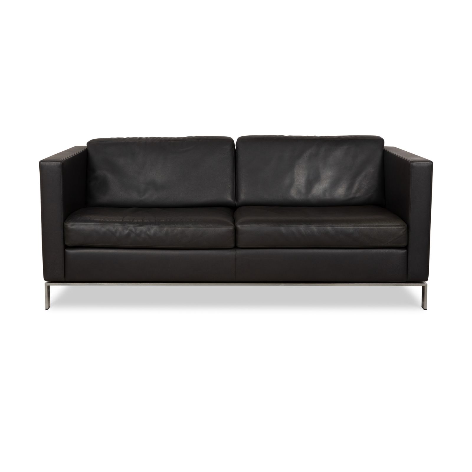 Canapé Walter Knoll Foster 500 en cuir gris anthracite foncé, 3 places