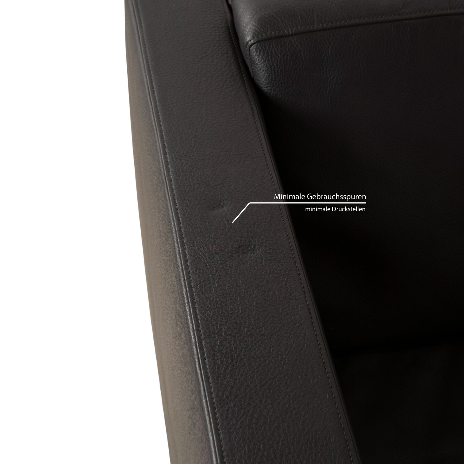 Canapé Walter Knoll Foster 500 en cuir gris anthracite foncé, 3 places photo vinterior