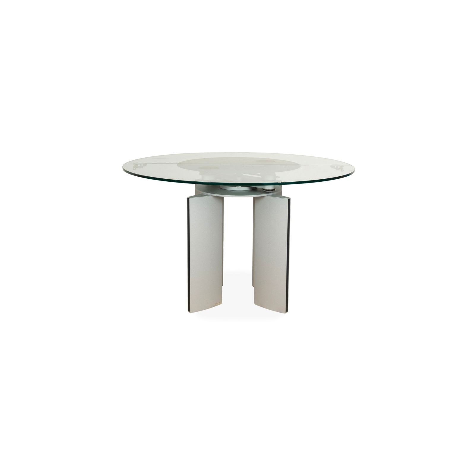 Mobilier Table à manger Ronald Schmitt K / G 750 / E en verre argenté, fonction rallonge 120-180 x 120 cm photo