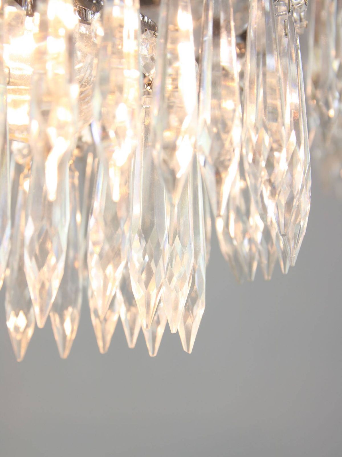 Vintage Italian Crystal And Chrome Chandelier, 1970s photo for sale