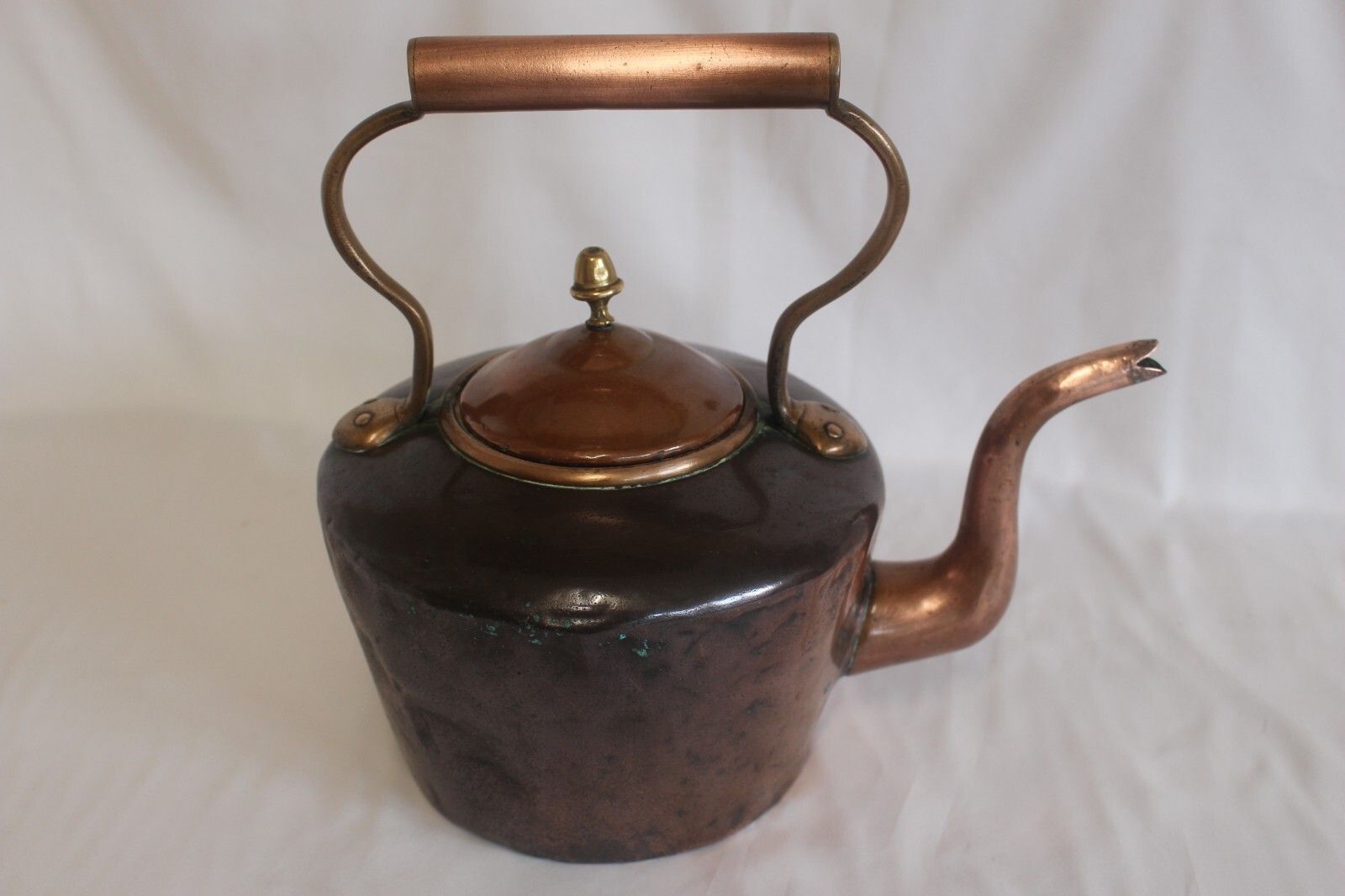 Beautiful Antique Copper Kettle 5 Pint Victorian Kettle Wt Dovetail Seam Brass photo 77.0