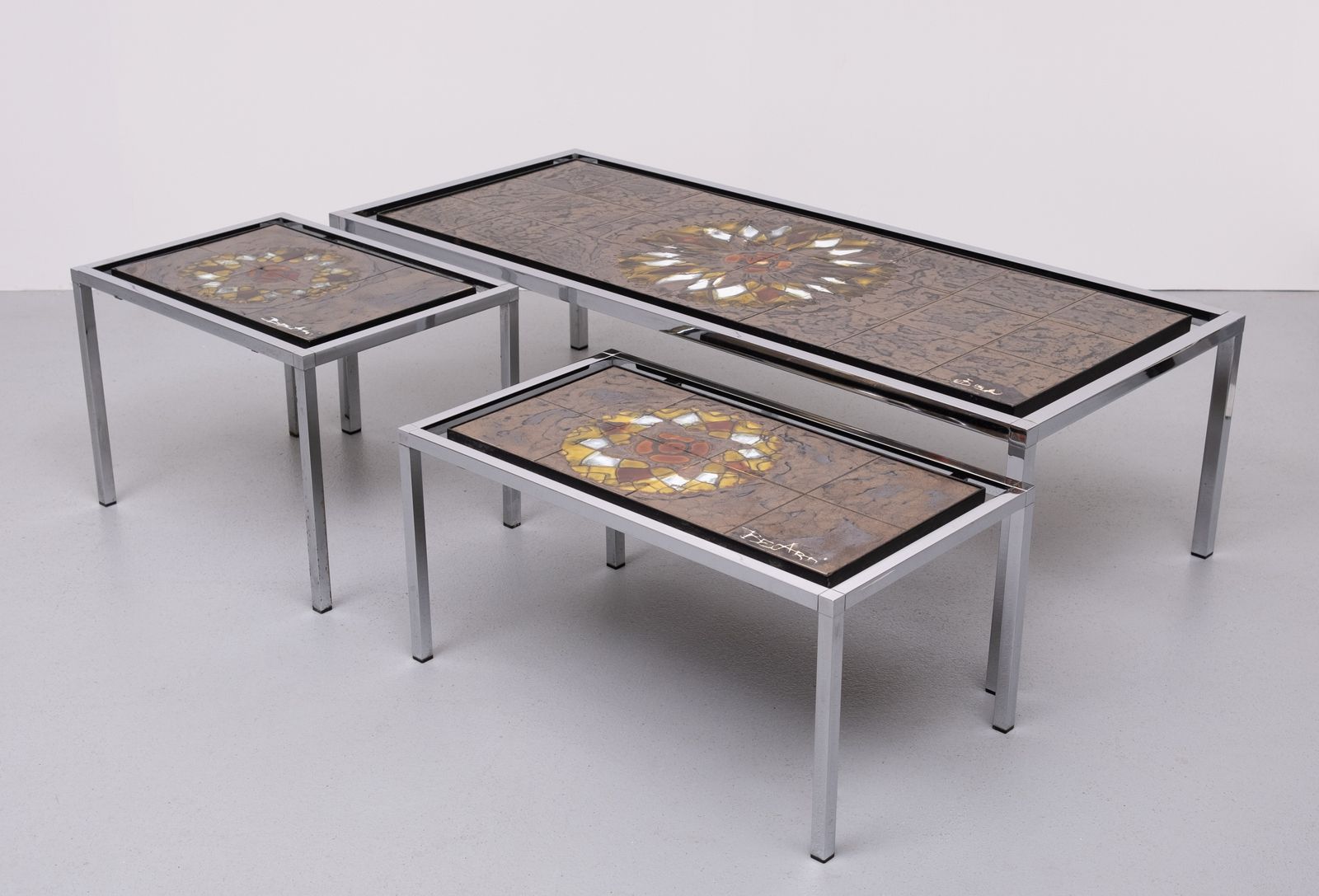 Juliette Belarti Ceramic Tile Table Set Of 3 Belgian 1970s photo Furniture