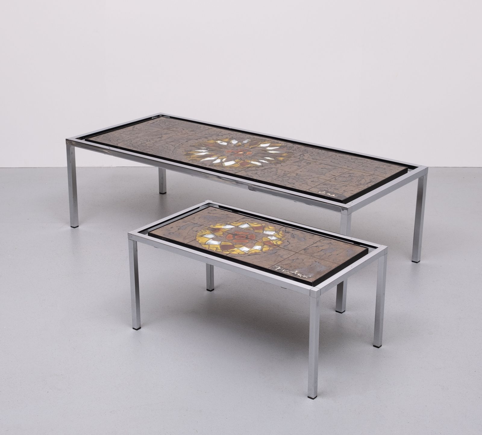 photo furniture Juliette Belarti Ceramic Tile Table Set Of 3 Belgian 1970s