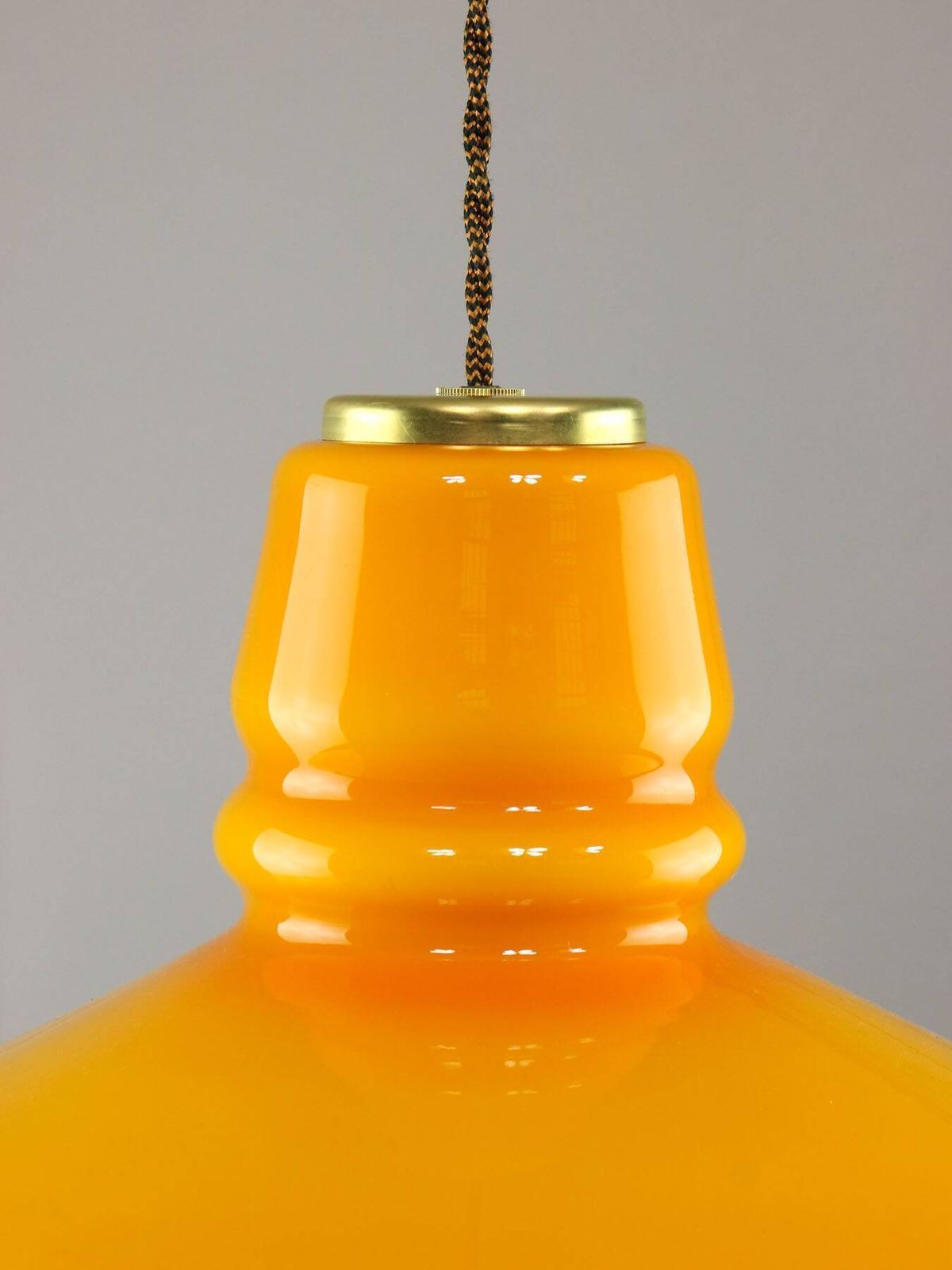 photo buy Mid Century Italian Yellow Glass And Brass Pendant Lamp