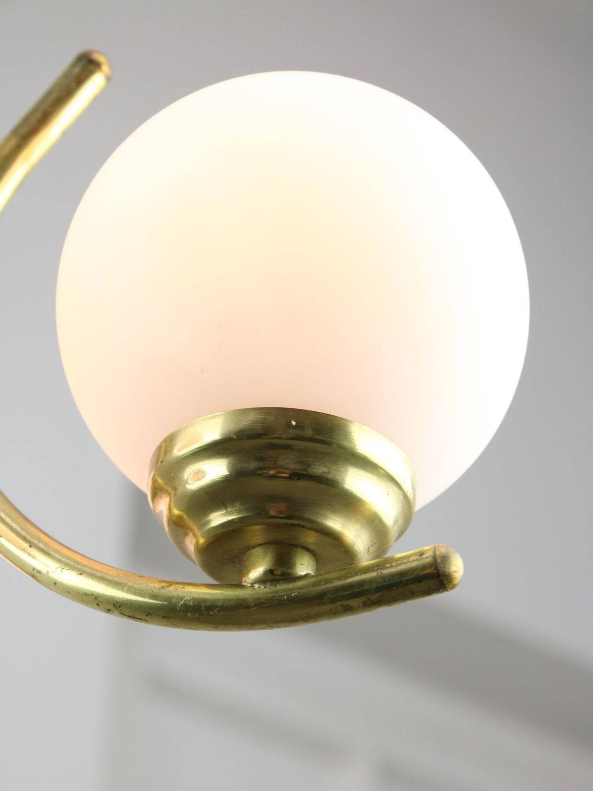 Mid Century Italian Brass And Opaline Chandelier photo vinterior