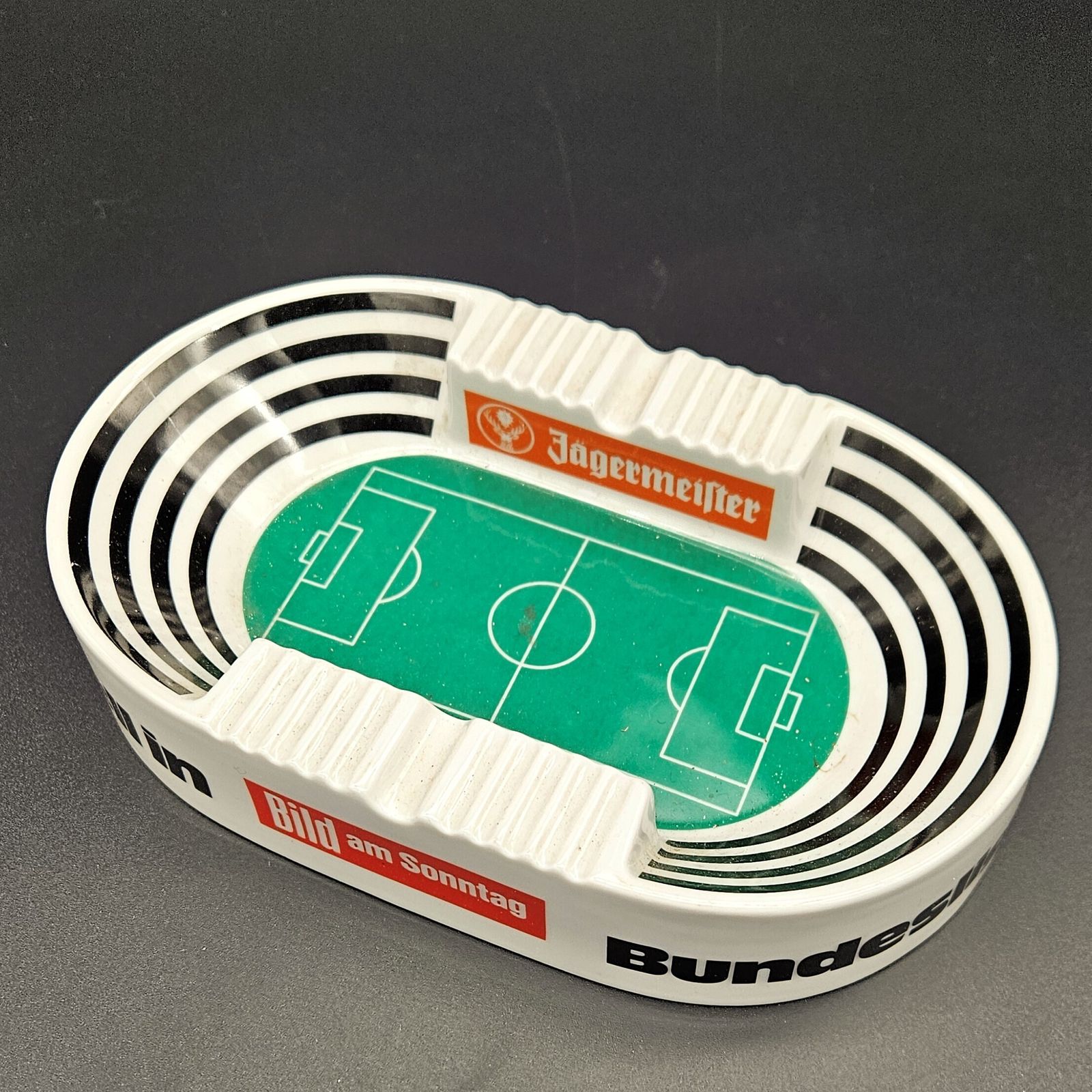 Advertising Porcelain Ashtray In The Shape Of A Soccer Stadium. 1960   1970 photo furniture