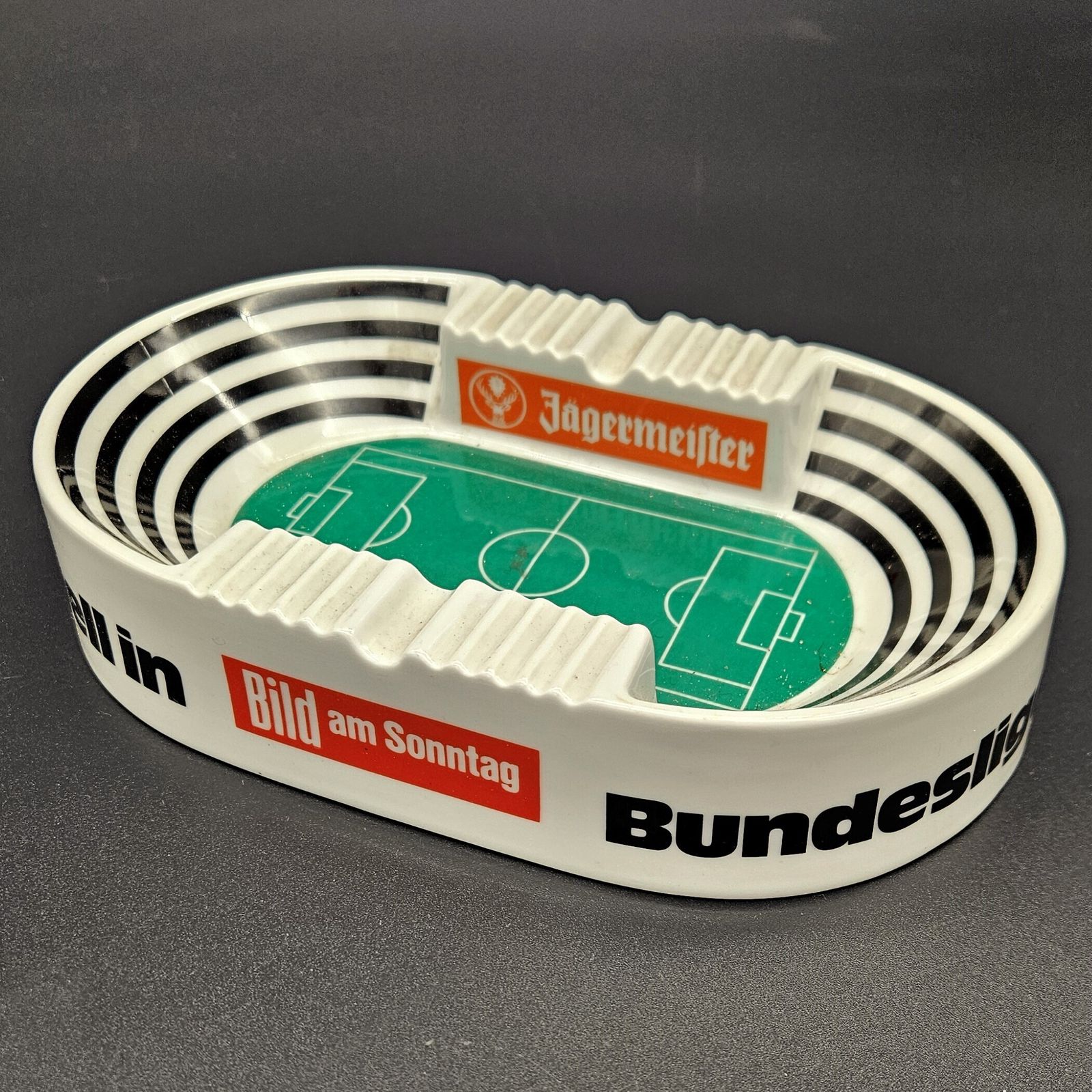 Advertising Porcelain Ashtray In The Shape Of A Soccer Stadium. 1960   1970 photo for sale