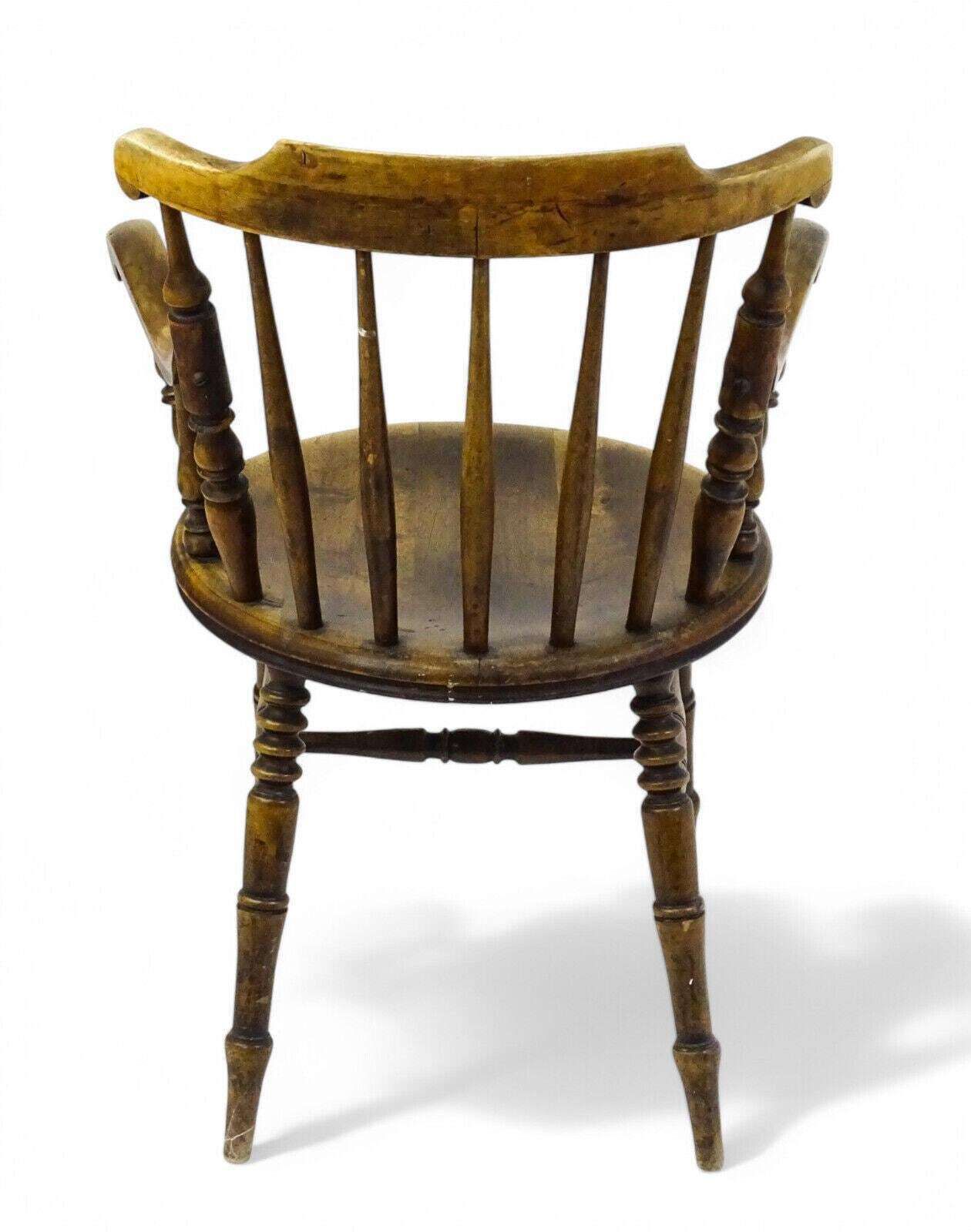 Antique 19th Century Penny Seated Windsor Arm Elbow Chair Scrolled Arms photo buy