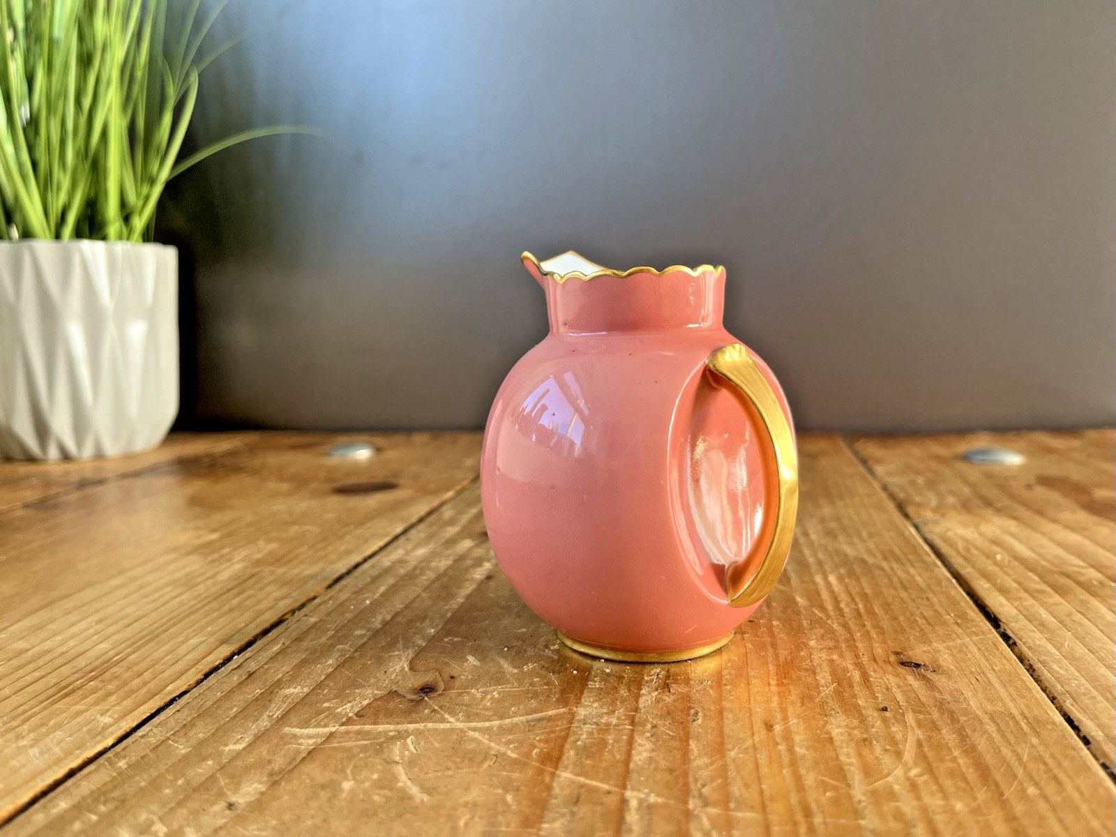 Antique C1890 Royal Crown Derby Porcelain Pink Gilded Bachelors Milk Cream Jug photo furniture