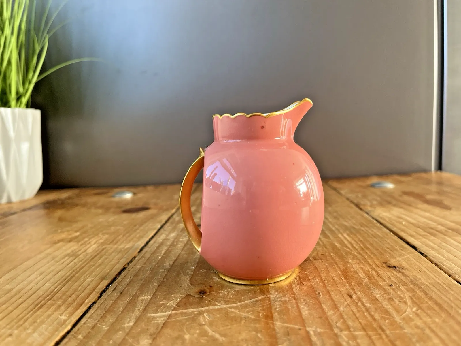 Antique C1890 Royal Crown Derby Porcelain Pink Gilded Bachelors Milk Cream Jug photo Home Decor