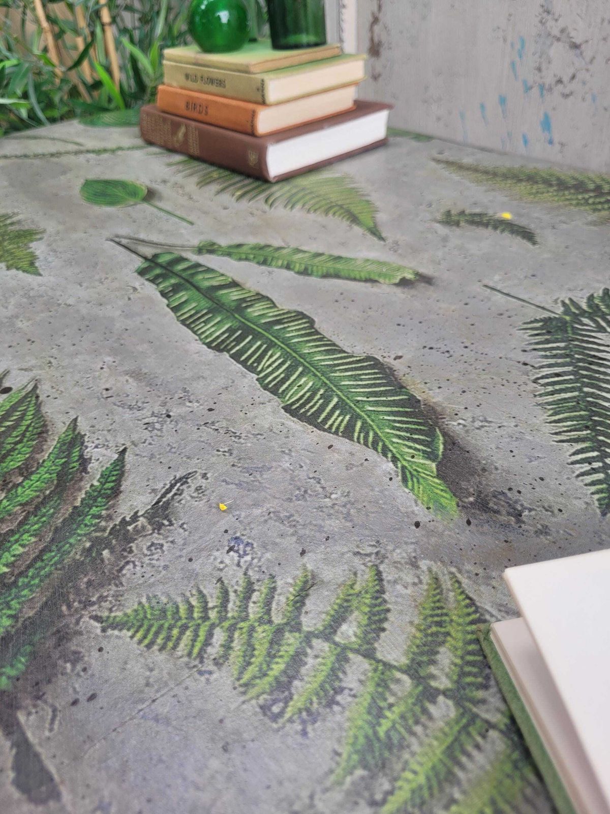 photo for sale Green Coffee Table  Hand Painted   Country   Farmhouse   Botanical   Occasional Table   Side Table  Fern Print