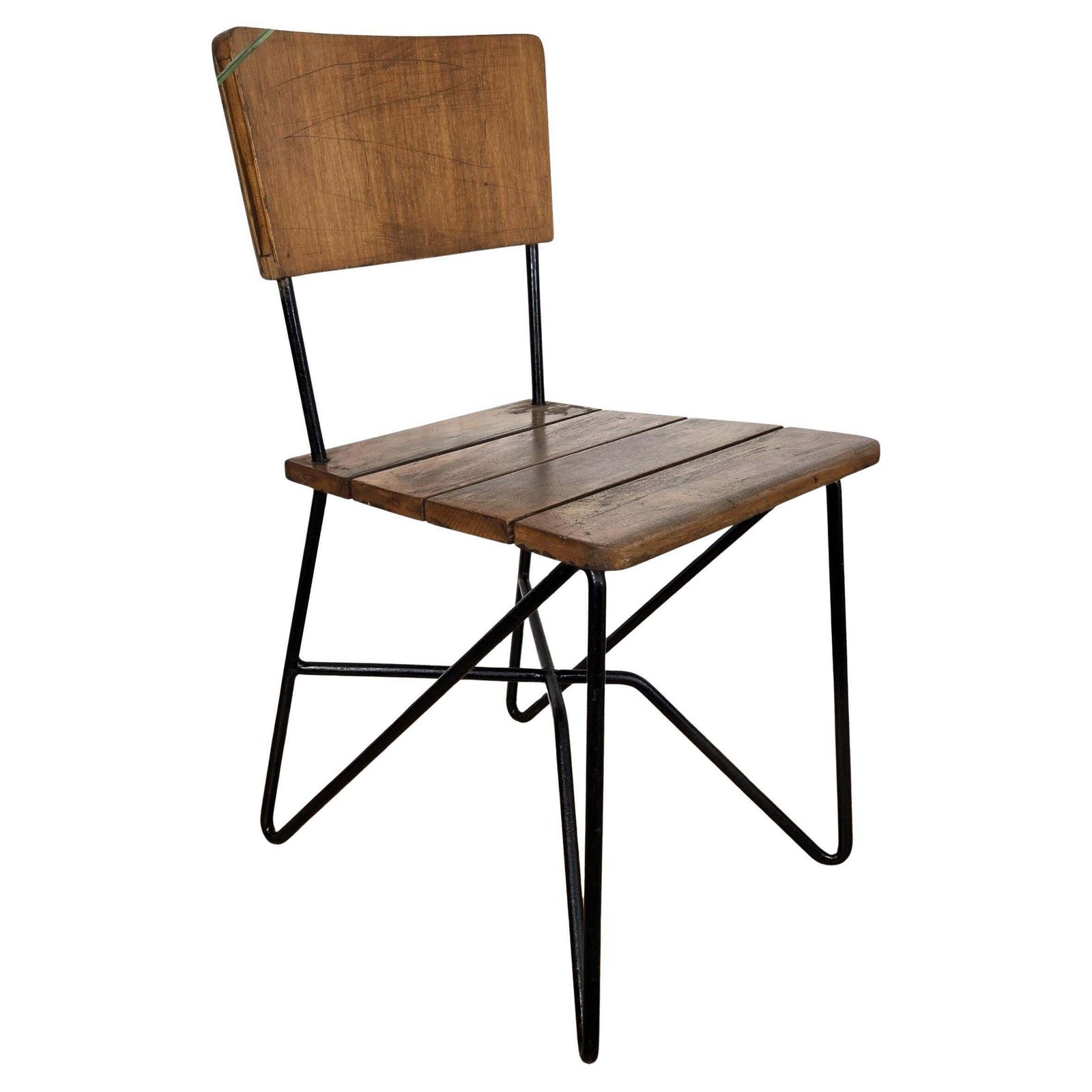 Mid Century Modern Italian Walnut Wood Side Lounge Chair
