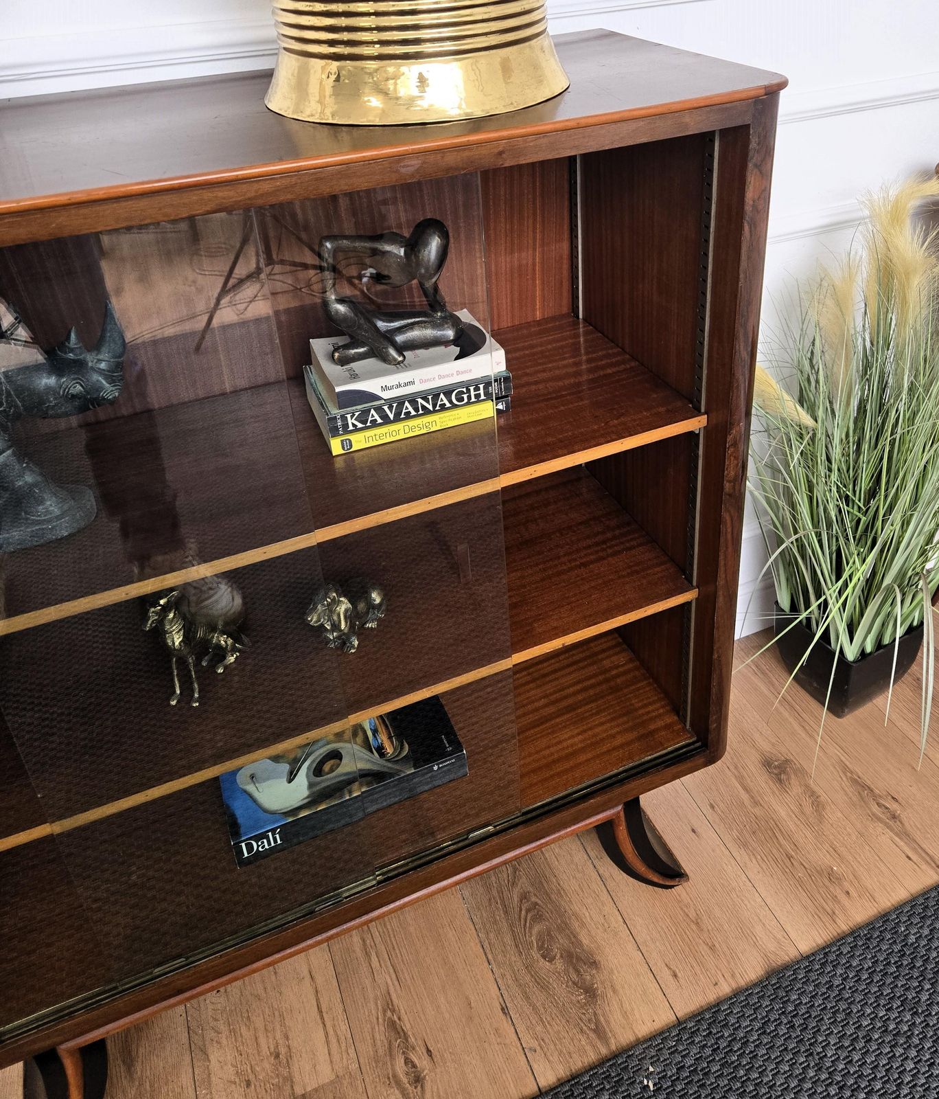Art Deco Italian Burl Wood Glass Vitrine Sideboard Cabinet Bookcase photo 1623.0