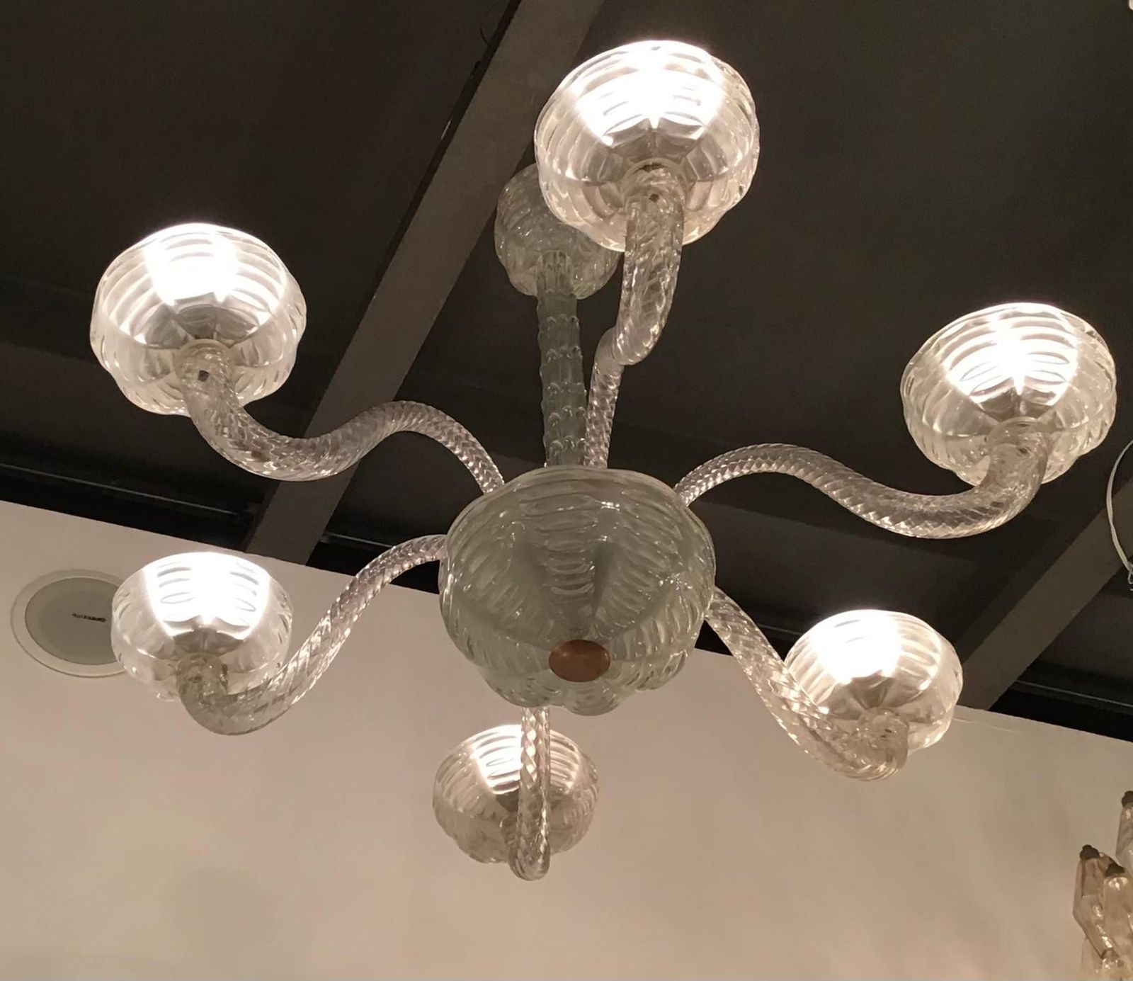 Toso Dino Martens Chandelier Murano Glass Wood Brass, 1945, Italy photo Lighting