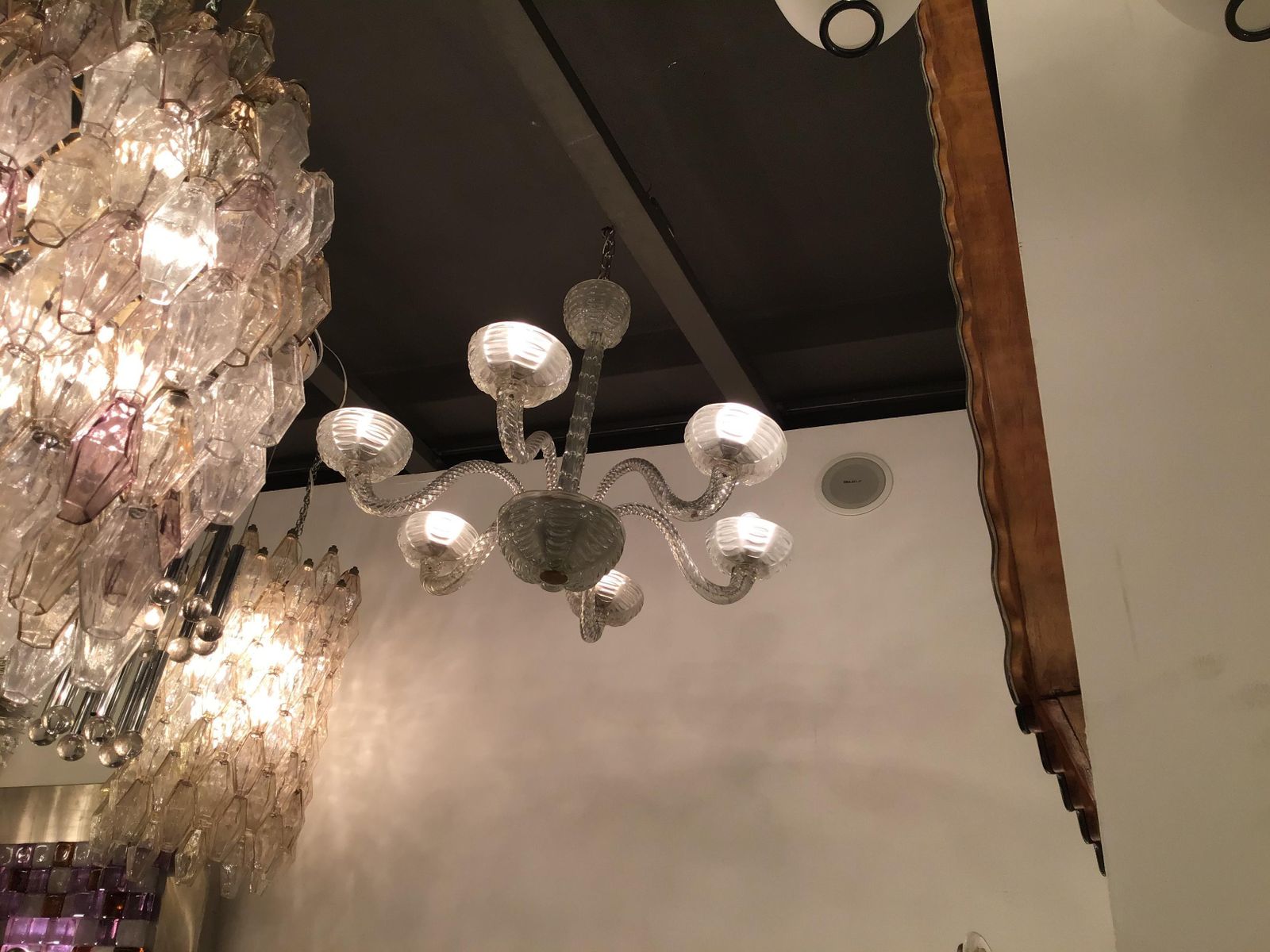 Toso Dino Martens Chandelier Murano Glass Wood Brass, 1945, Italy photo 5992.0