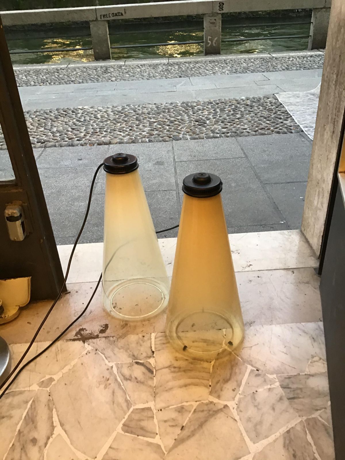 Arteluce Couple Table Lamp Glass Metal 1975 Italy photo Lighting