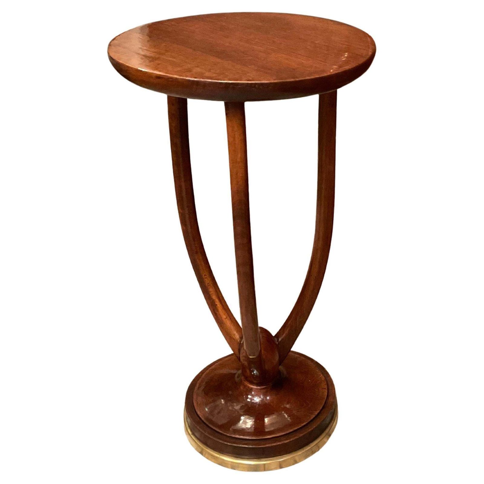 Gueridón Art Decó   Walnut Wood And Brass Base   Italy 1925