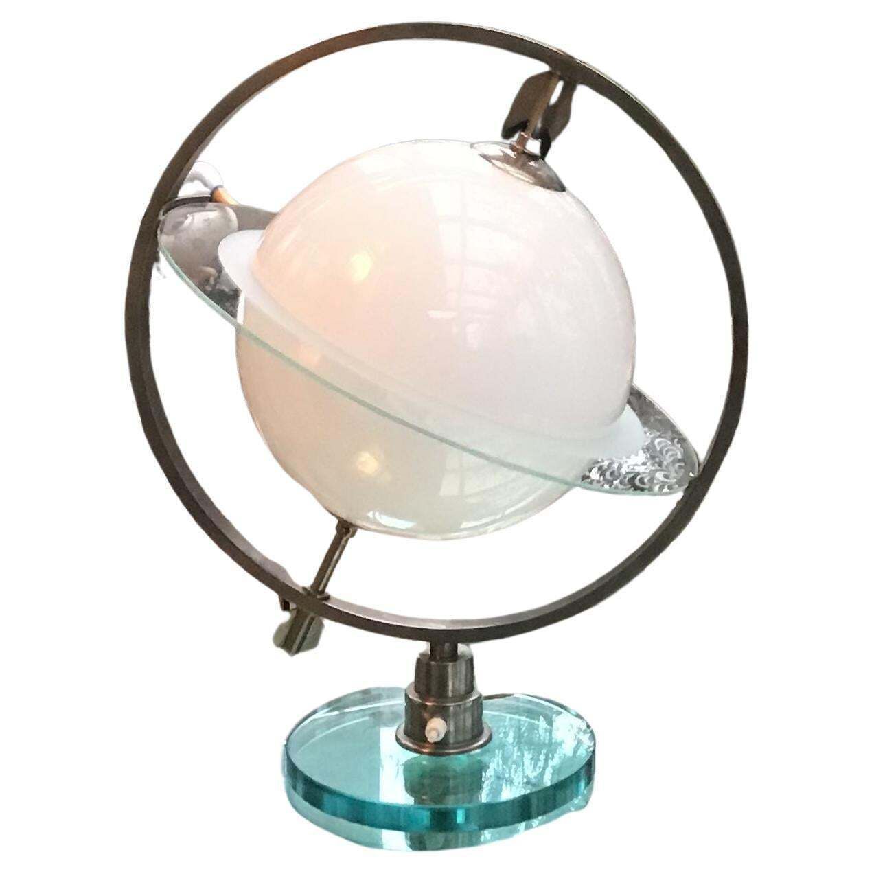 Fontana Arte "Gio Ponti" Stil Table Lamp Glass Metal Chrome 1955 Italy photo for sale