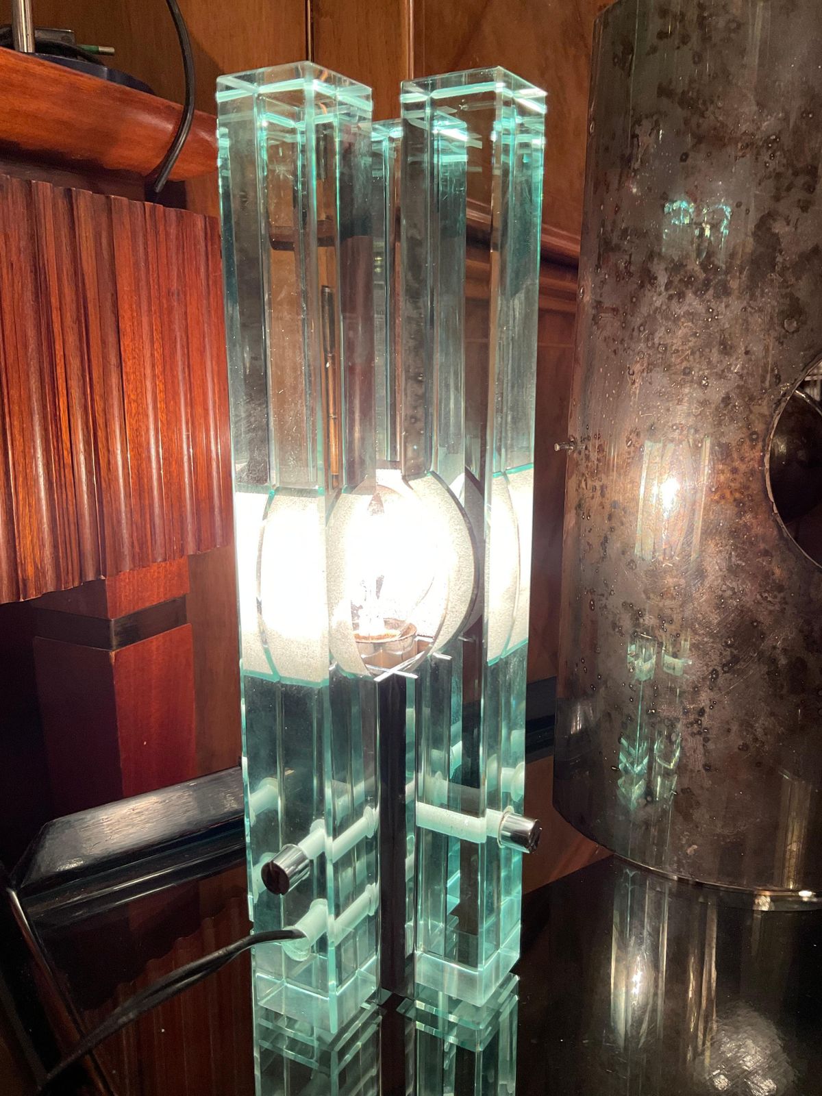 Gallotti & Radice   Glass And Steel Lamp   Italy 1960 photo 1113.0