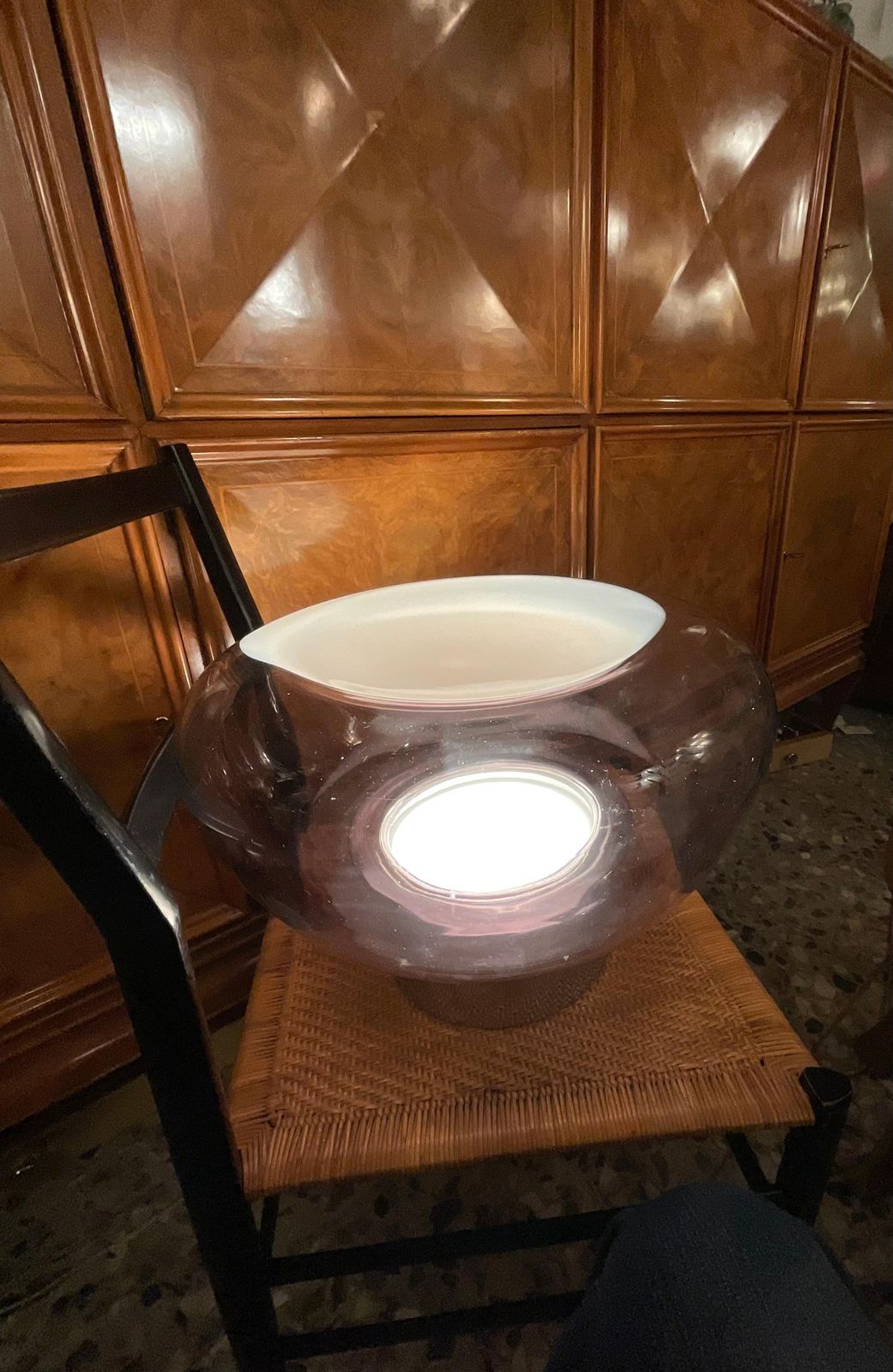 Lighting Vistosi  Murano Glass Lamp And Steel Base   Made In. Italy 1970 photo