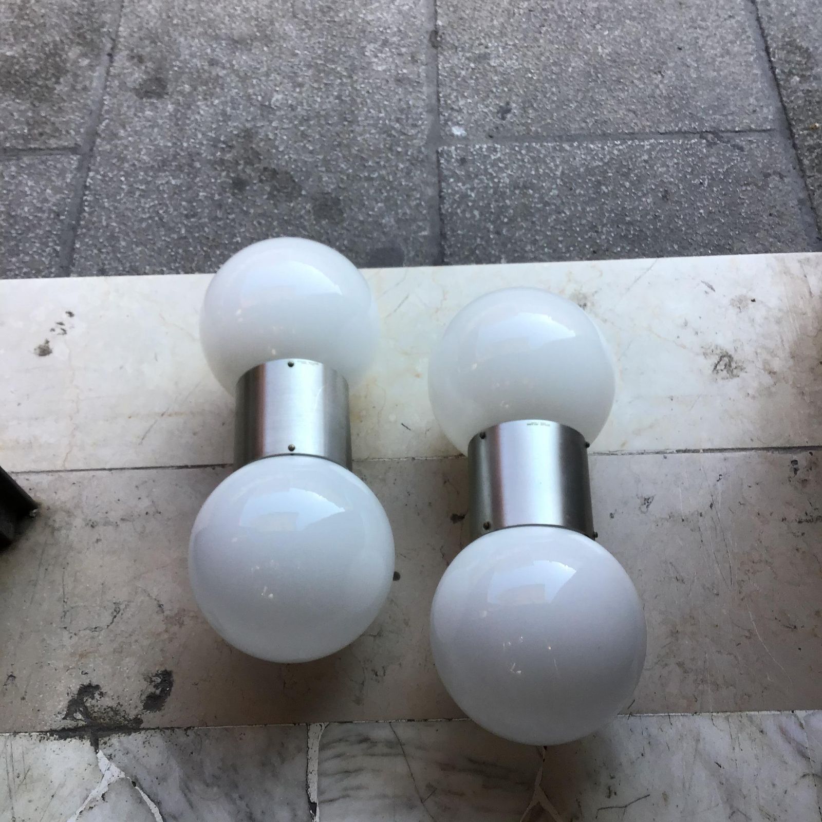 Stilux Couple Sconces Glass  Metal Crome 1958 Italy photo Lighting