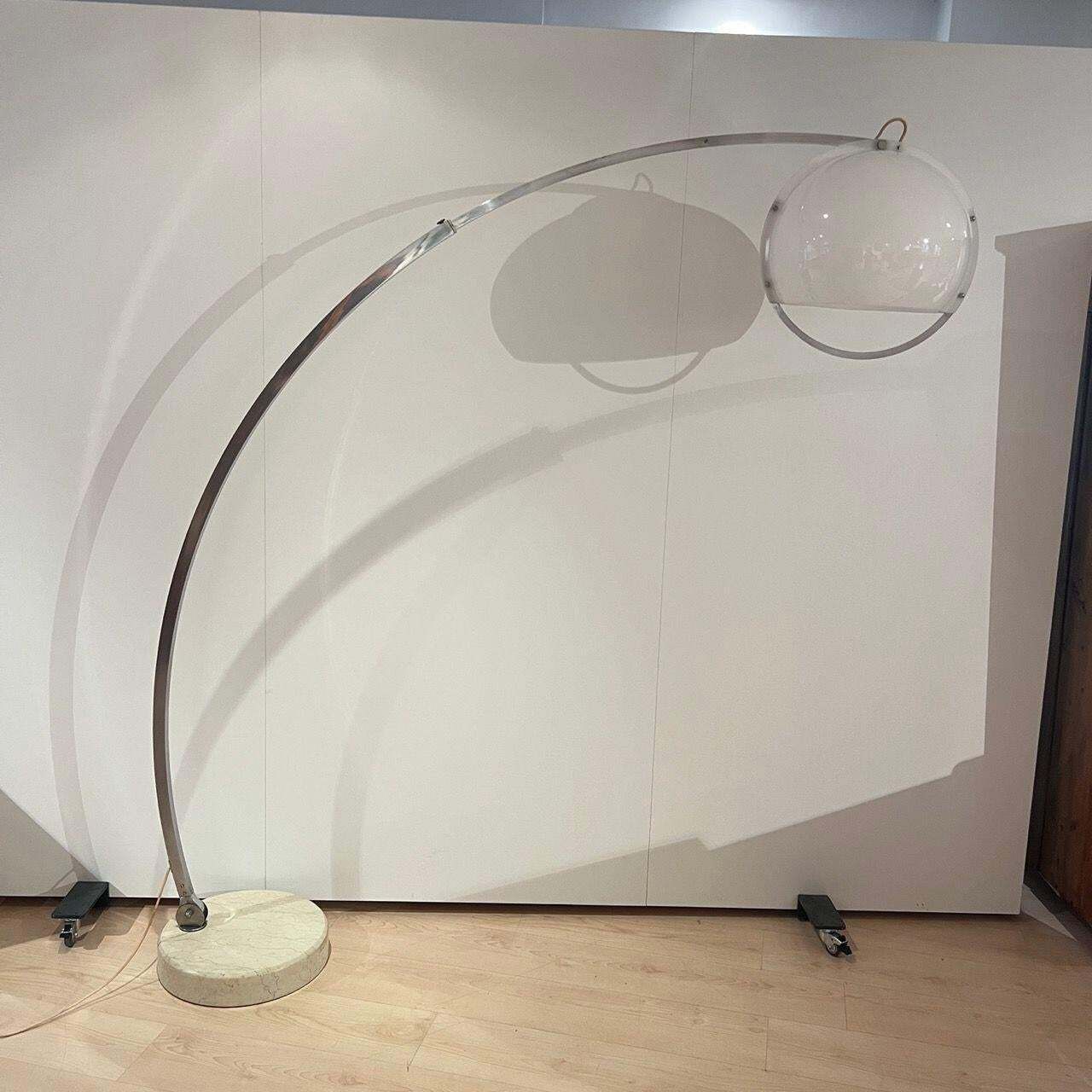 Arc Floor Lamp By Guzzini, Aluminum, Travertine, Italy Circa 1970 photo furniture
