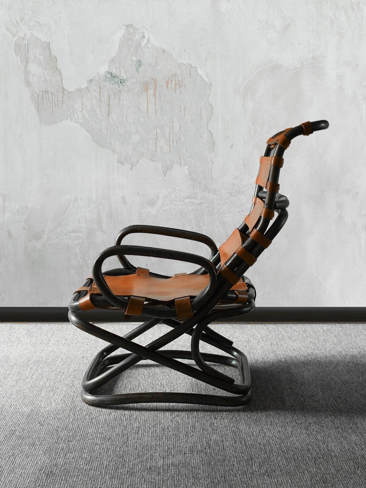 Pair Of Tito Agnoli Bamboo Armchairs With Leather Strap Seats, Italy 1960 photo Furniture