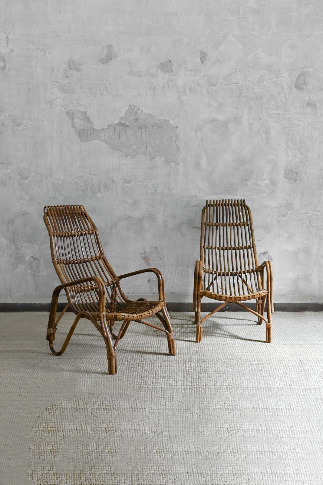 Pair Of High Back Bamboo Armchairs, 1960s photo furniture