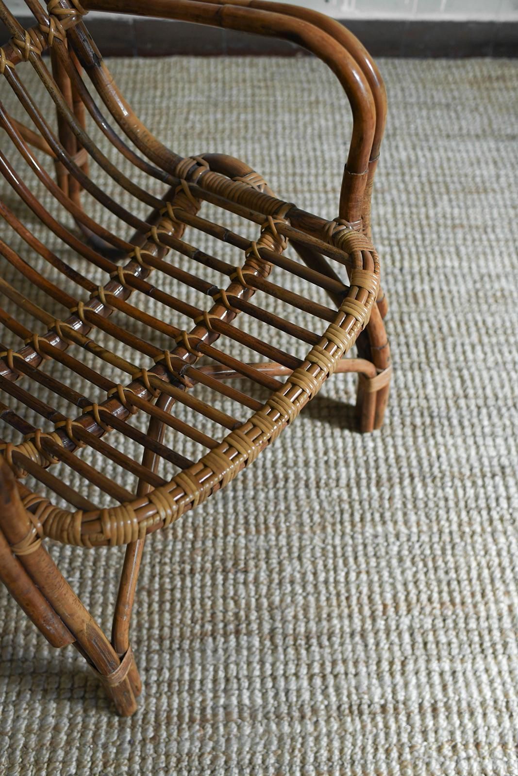 photo for sale Pair Of High Back Bamboo Armchairs, 1960s
