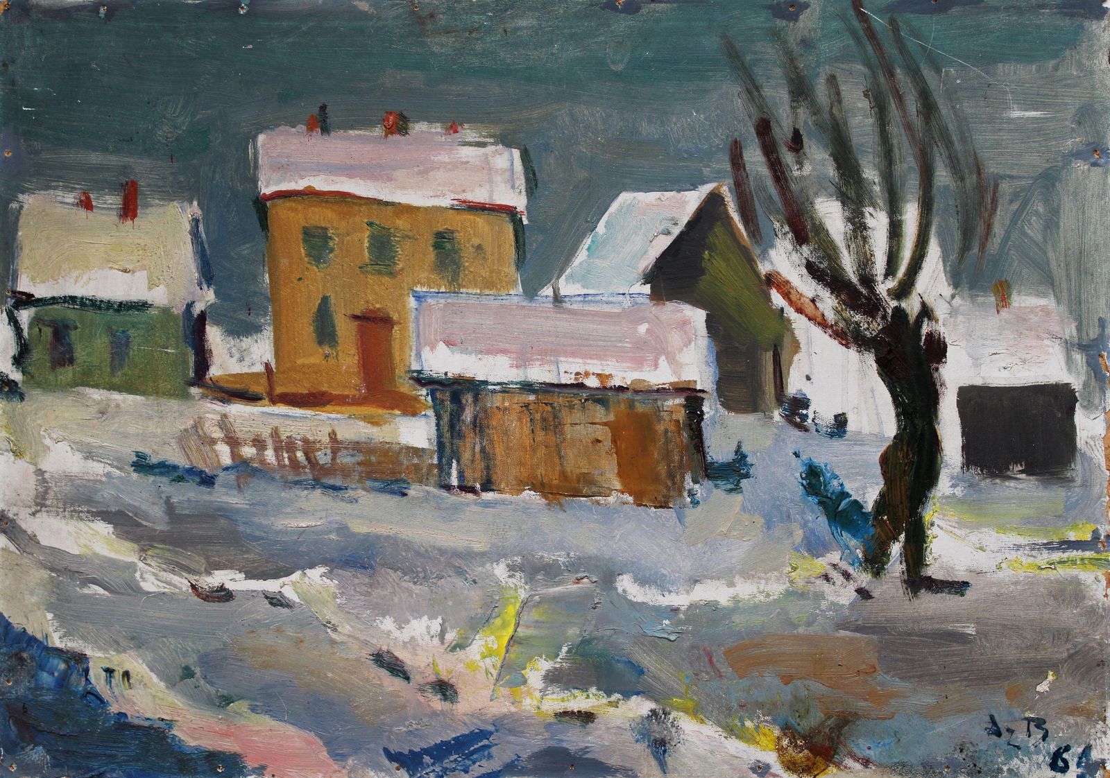 Dzidra Baumawinter  1982, Canvas, Cardboard, Oil, 34.5x49 Cm1982