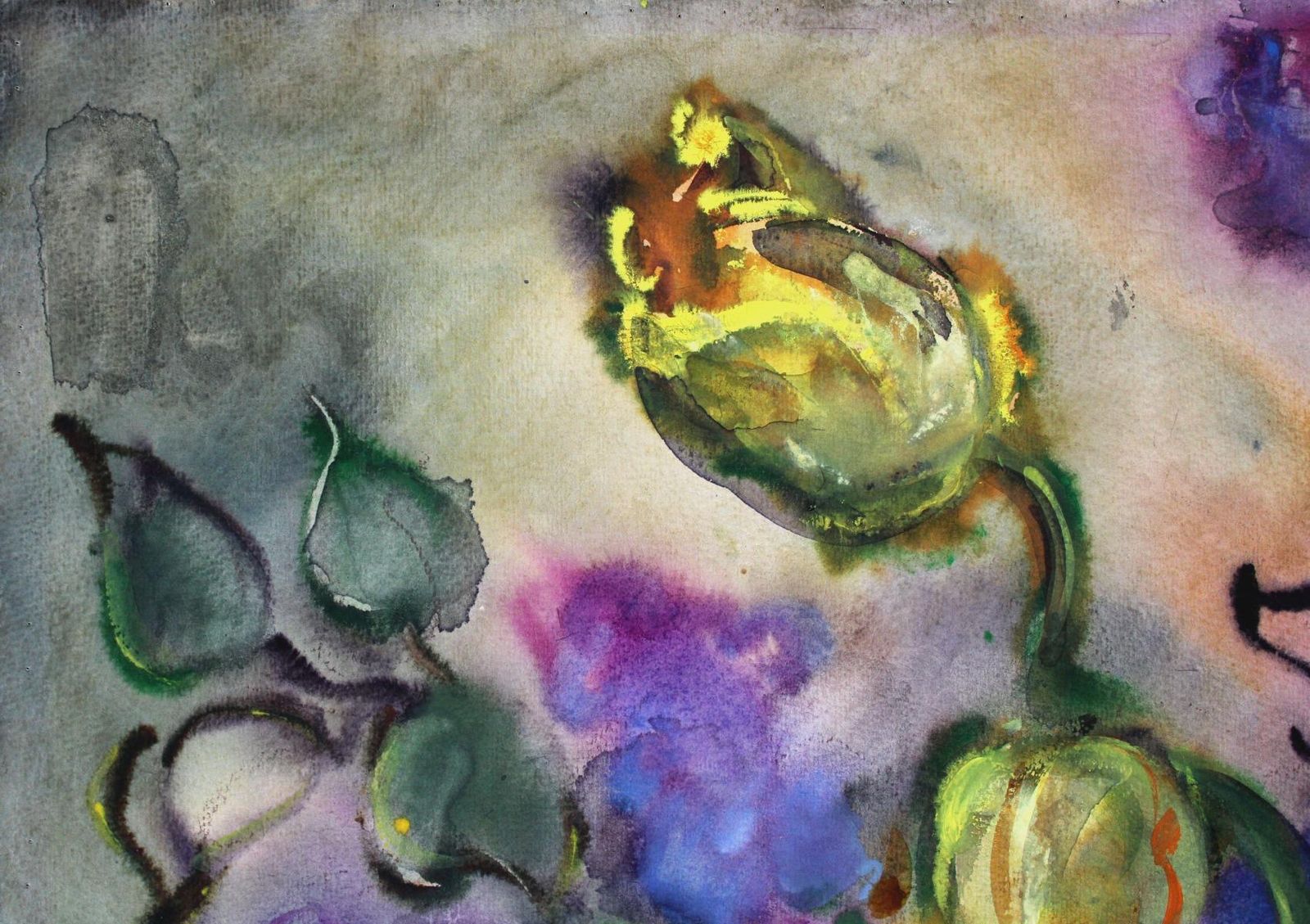 Dzidra Baumatulips And Lilacs  1992, Paper, Watercolor, 64x73 Cm1992 photo Art
