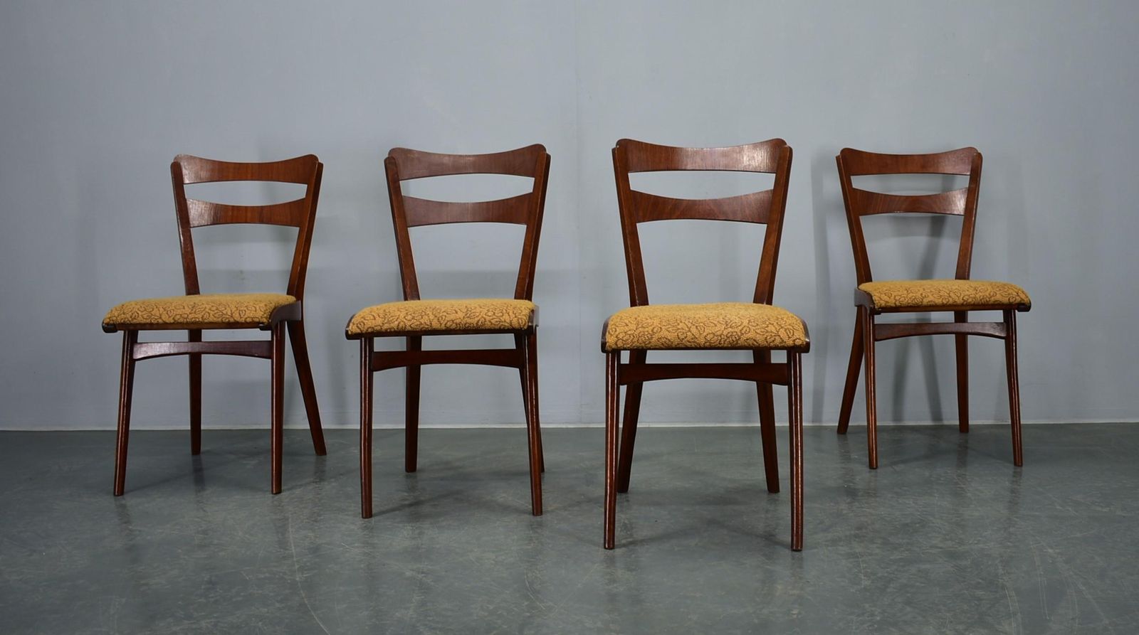 Vintage Walnut Dining Chairs By Mier Topolcany, Czechoslovakia, 1960s, Set Of 4 photo vintage