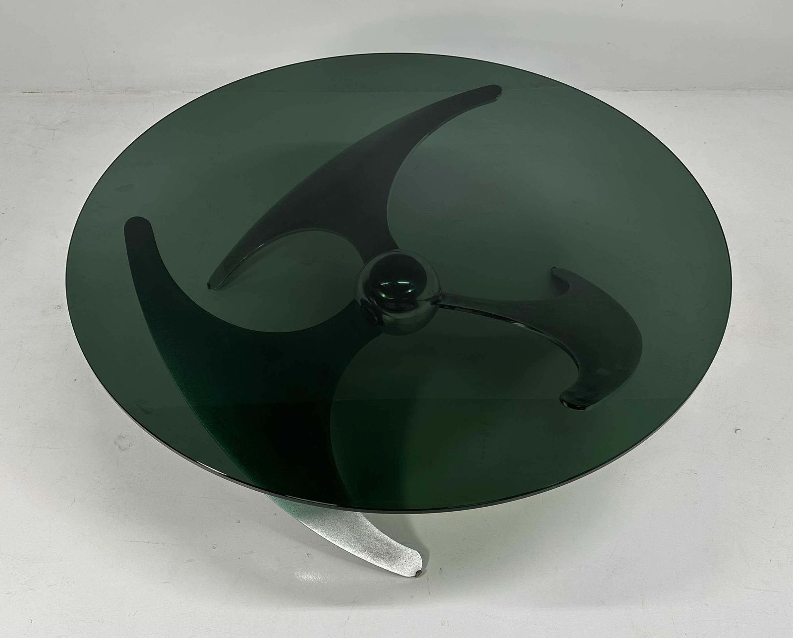 photo for sale Italian Elica Table Design By L. Campanini In Steel And Smoked Glass, 1970s
