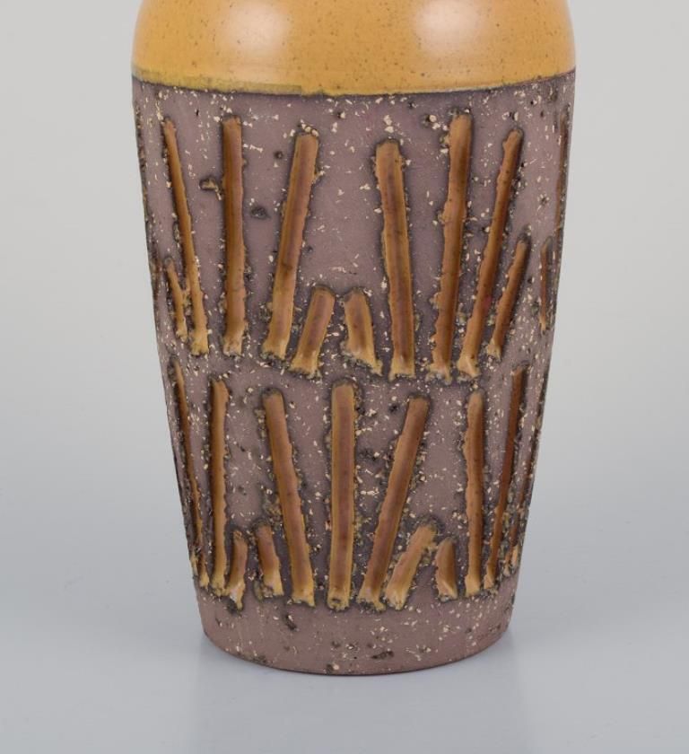 Mari Simmulson For Upsala Ekeby. Ceramic Vase With Ochre Yellow Glaze. photo for sale