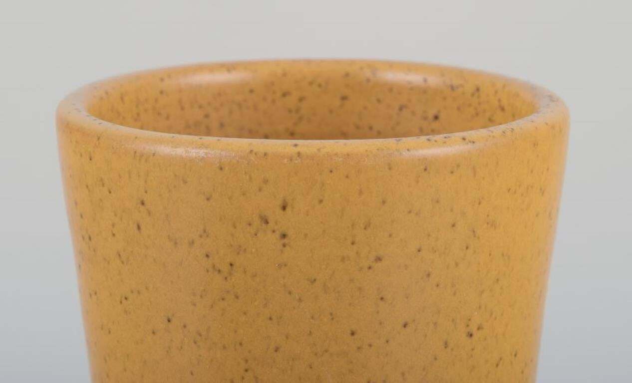 Mari Simmulson For Upsala Ekeby. Ceramic Vase With Ochre Yellow Glaze. photo vinterior