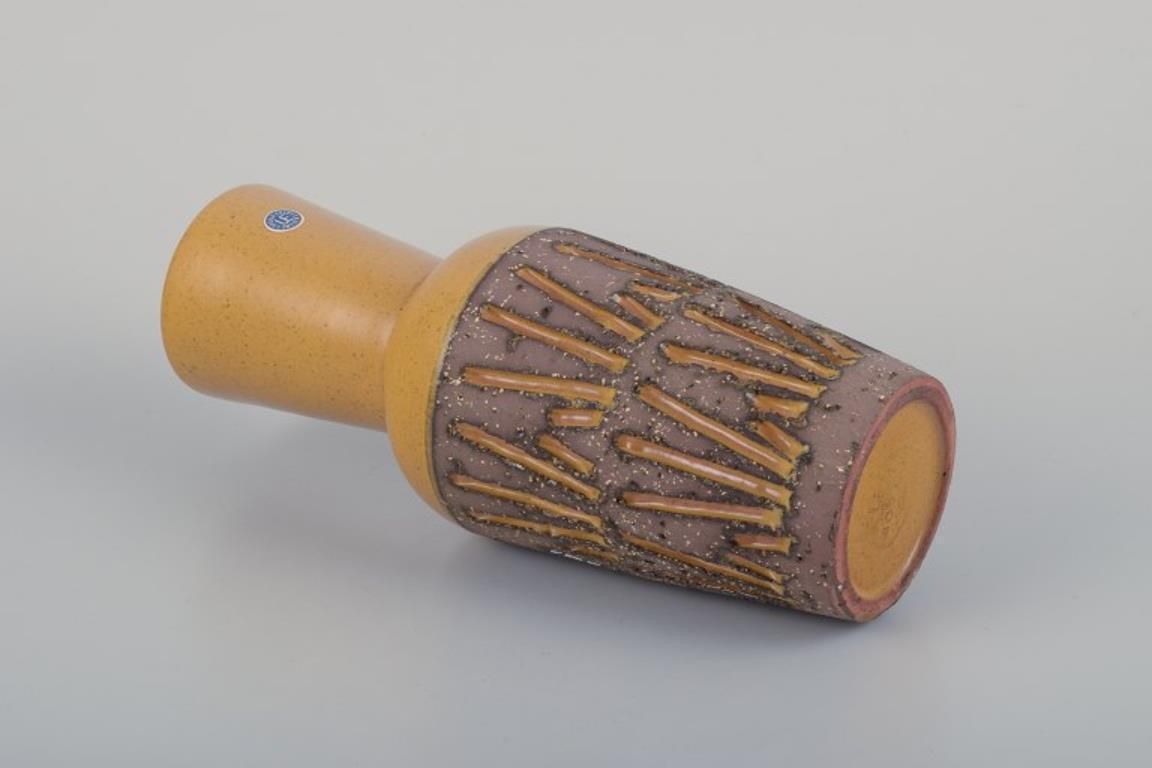 Mari Simmulson For Upsala Ekeby. Ceramic Vase With Ochre Yellow Glaze. photo vintage